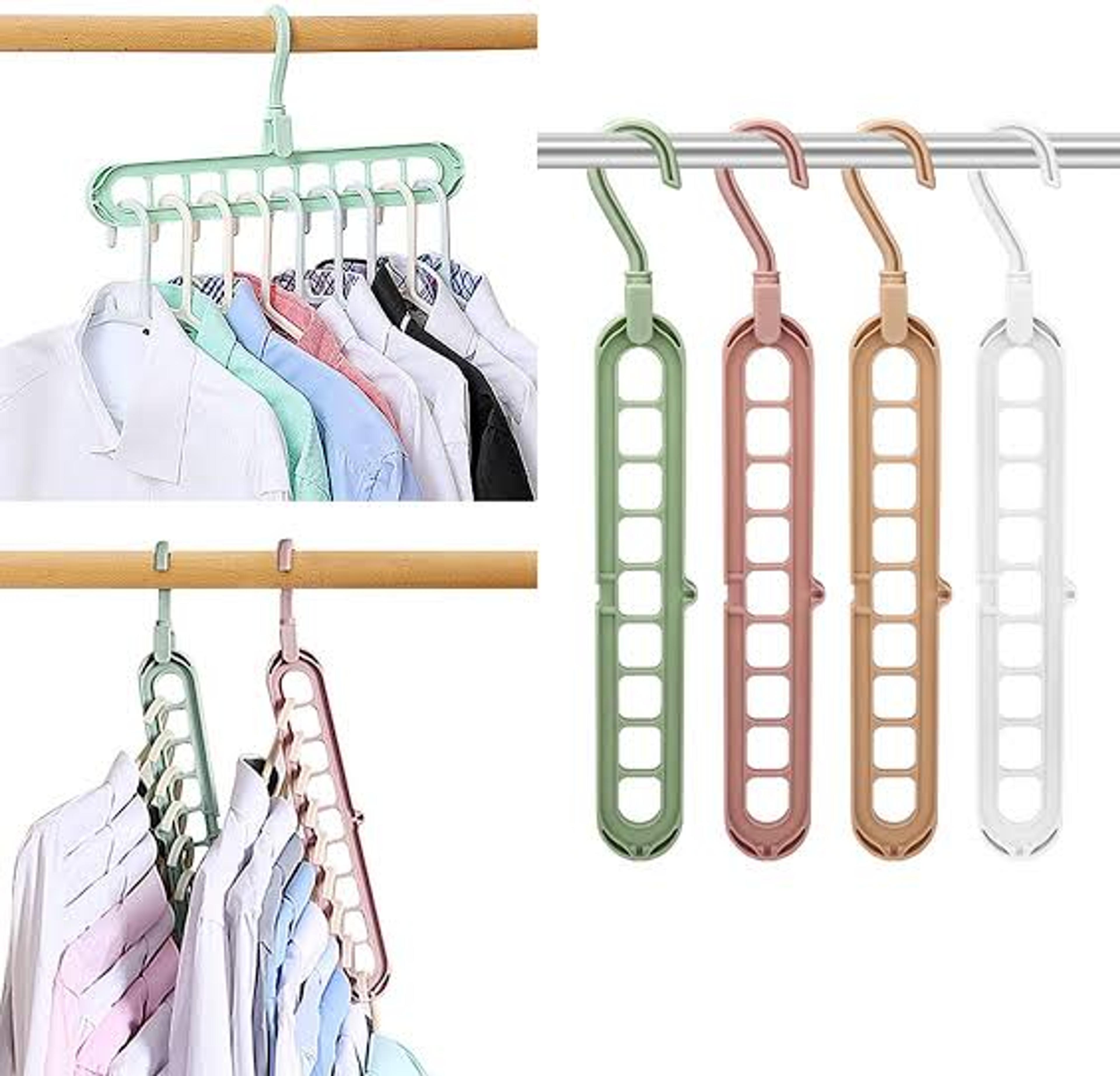 9 Hole Space Saving Hanger | Closet Organizer Magic Hanger | Hanger for Cloths | Multi Purpose Hanger (Random Color) - Thumbnail 2