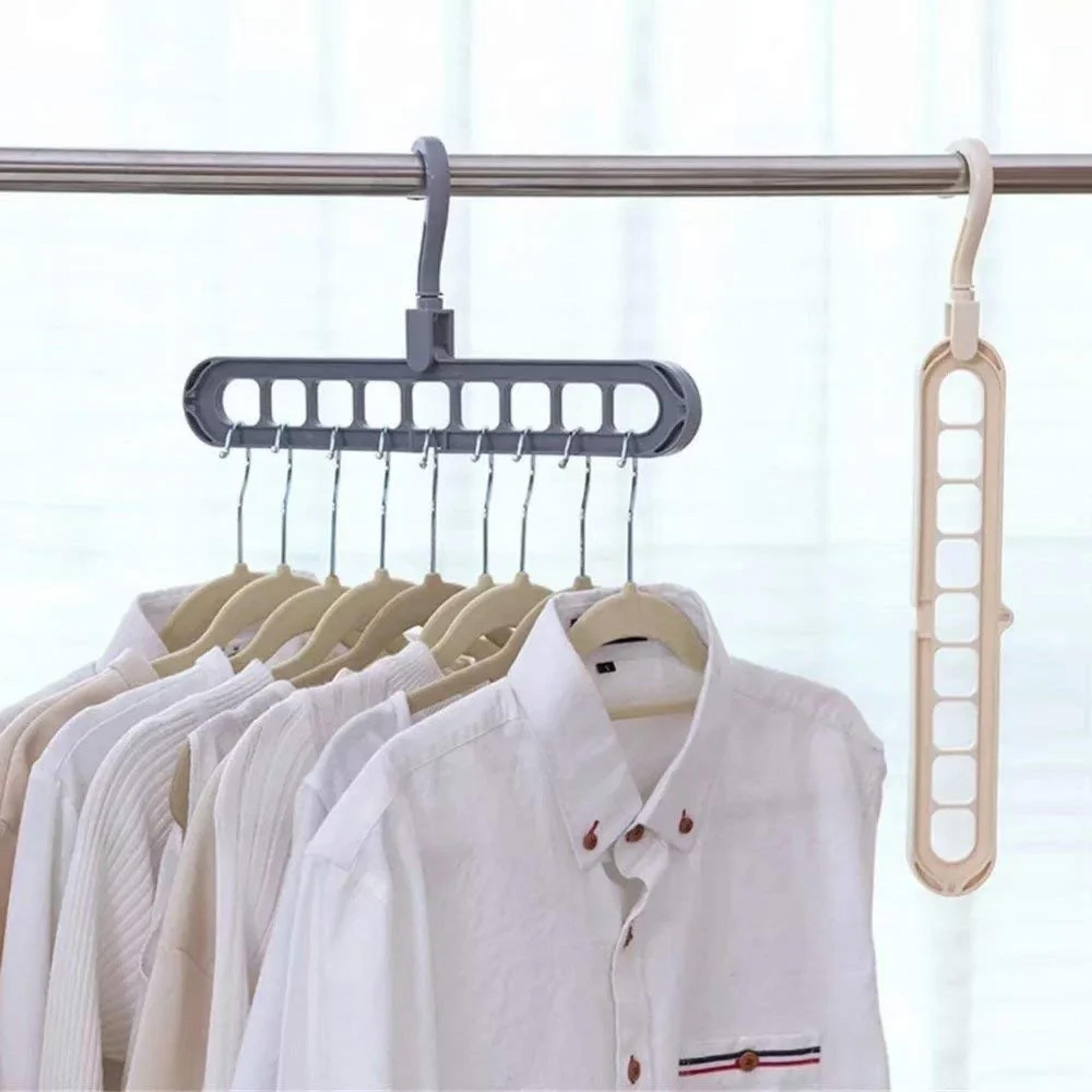 9 Hole Space Saving Hanger | Closet Organizer Magic Hanger | Hanger for Cloths | Multi Purpose Hanger (Random Color) - Thumbnail 3