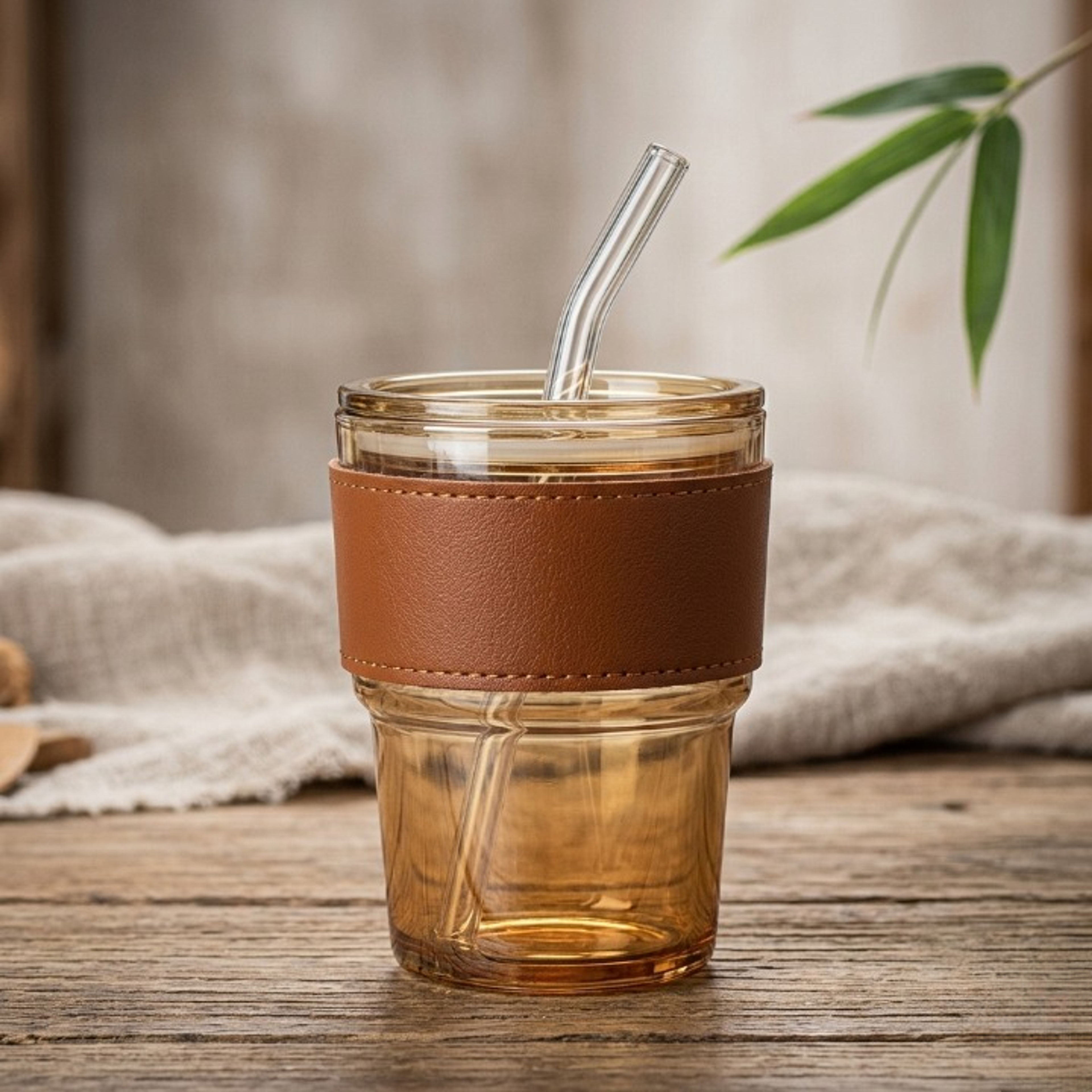 Amber Glass Travel Tumbler 400ml - Thumbnail 2