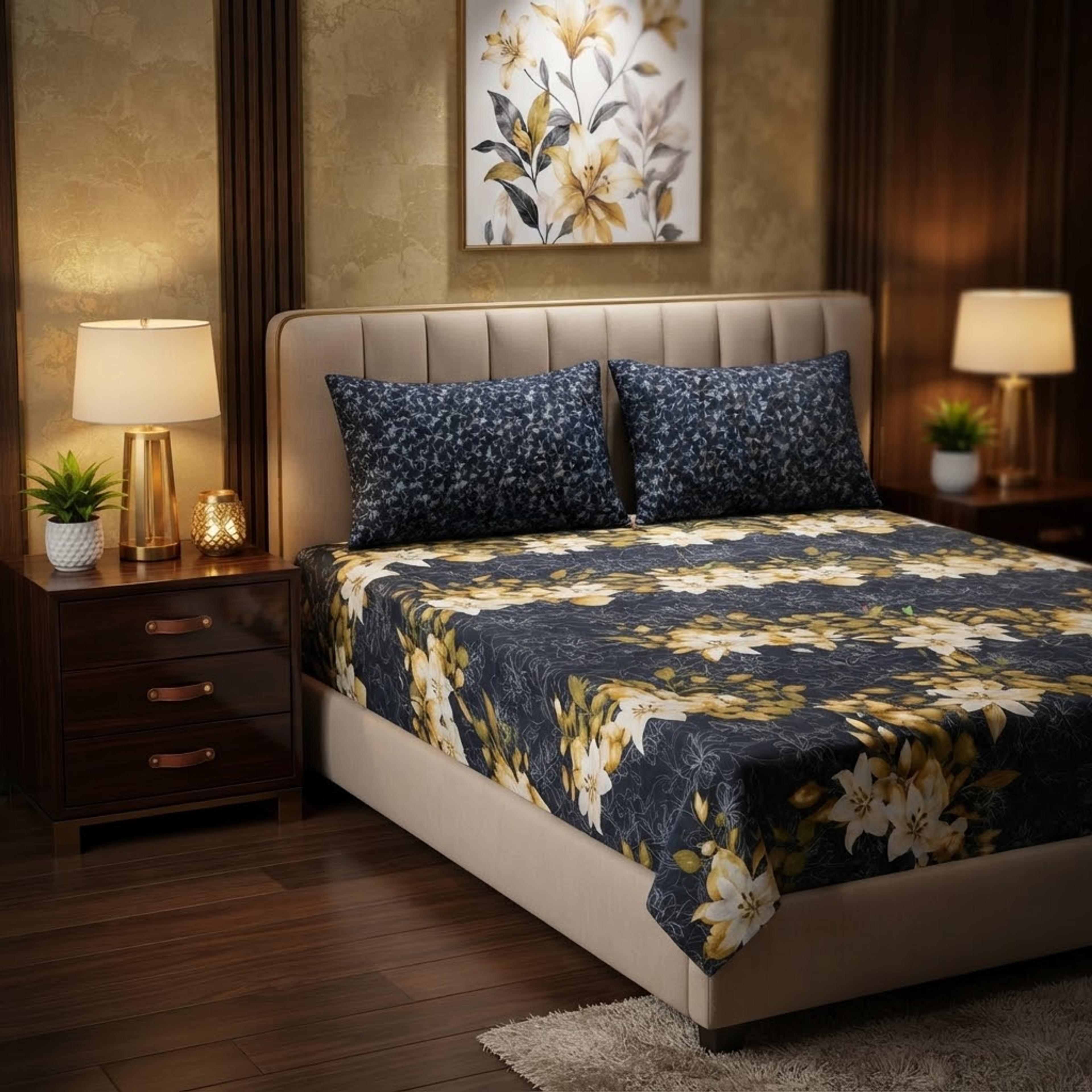 Gift Pack Bedsheet Cotton Mix Full Printed 3PC Set With King Size Sheet And 2 Pillow Covers - Thumbnail 3