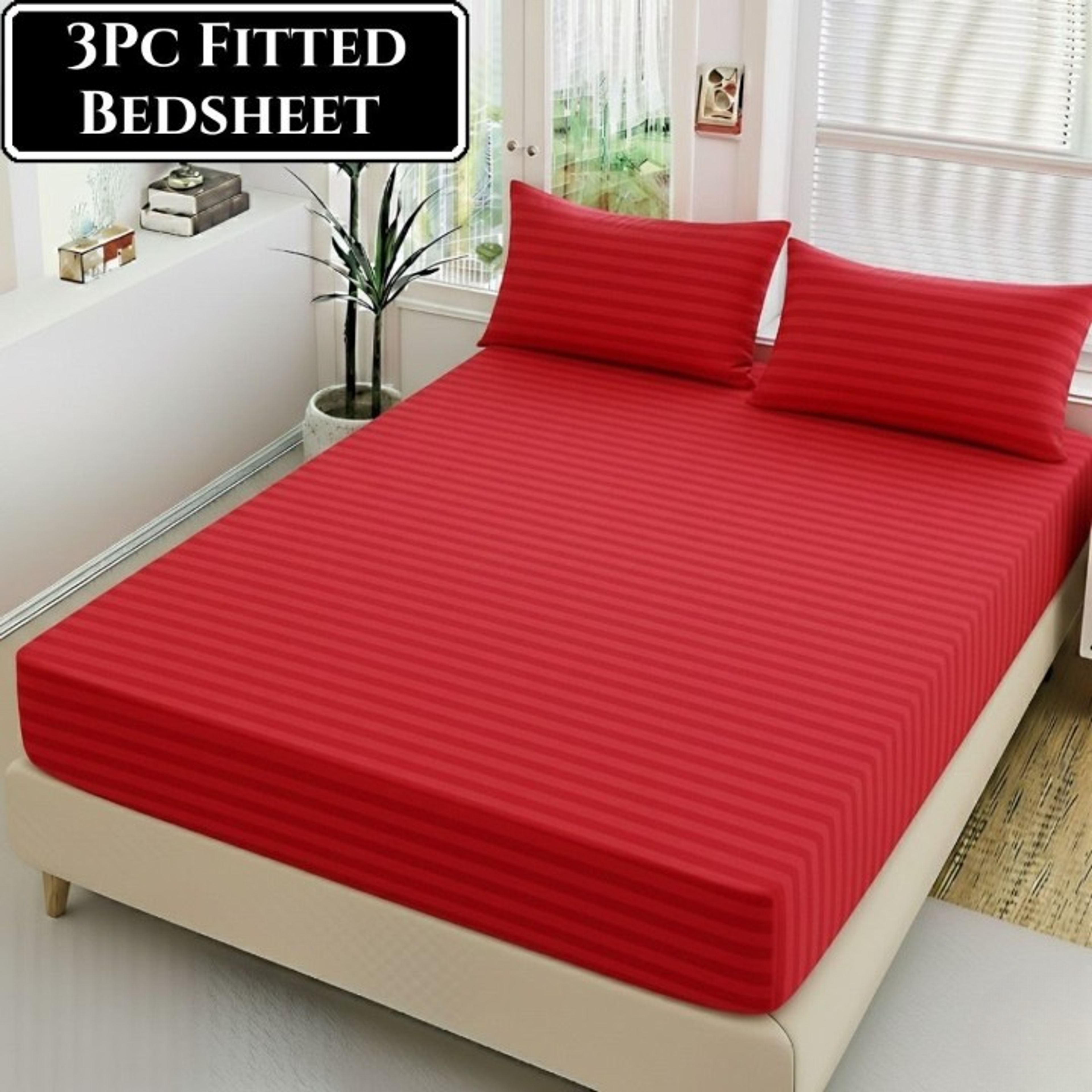 Striped Satin Sheet Set - Thumbnail 6
