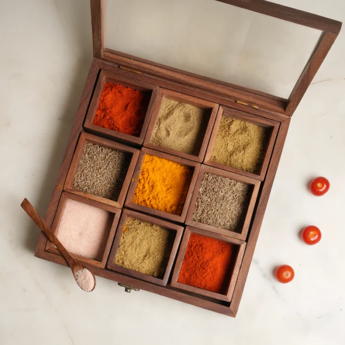 Artisan Wooden Spice Box - Image 1