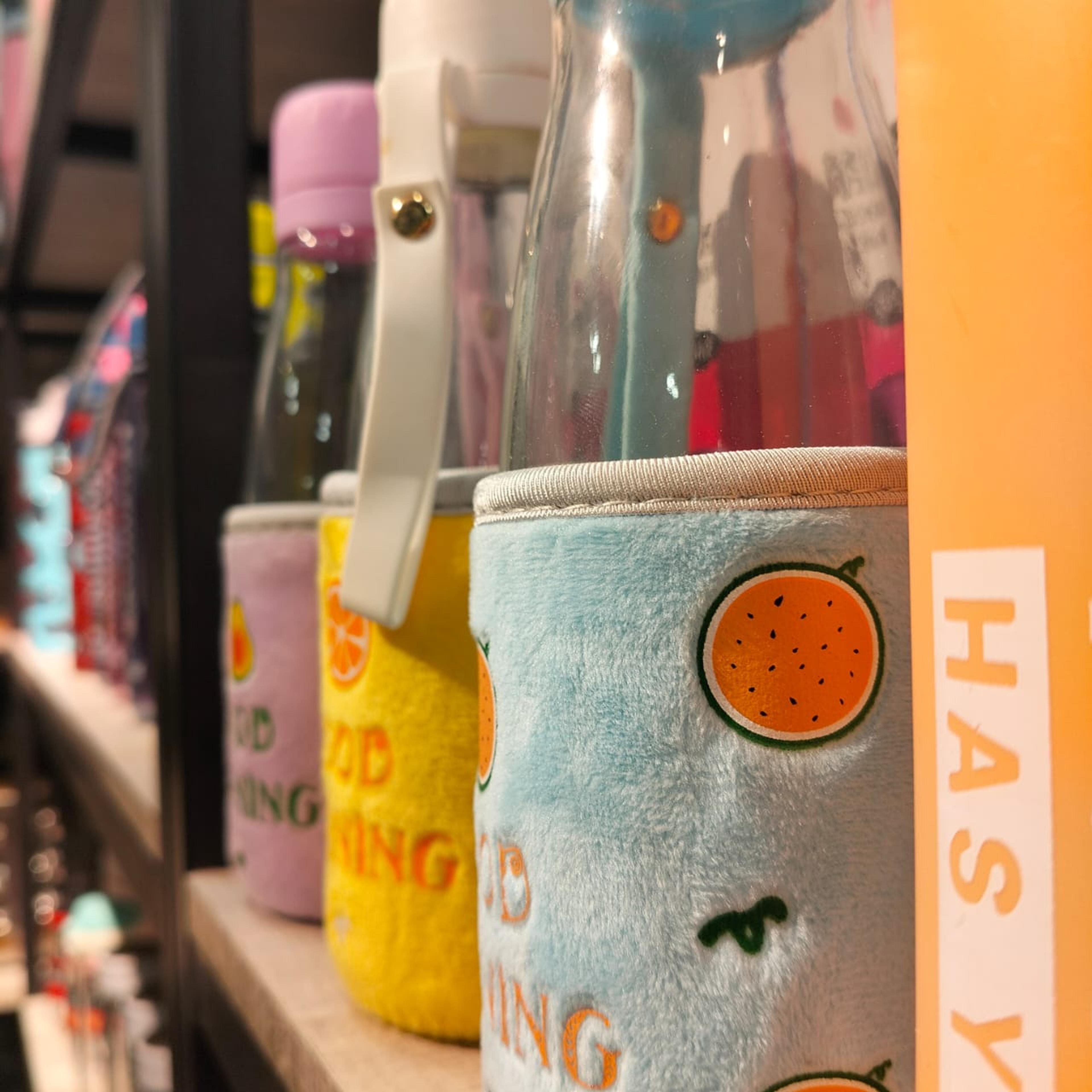 Glass Bottle With Fruit Print Plush - Thumbnail 4