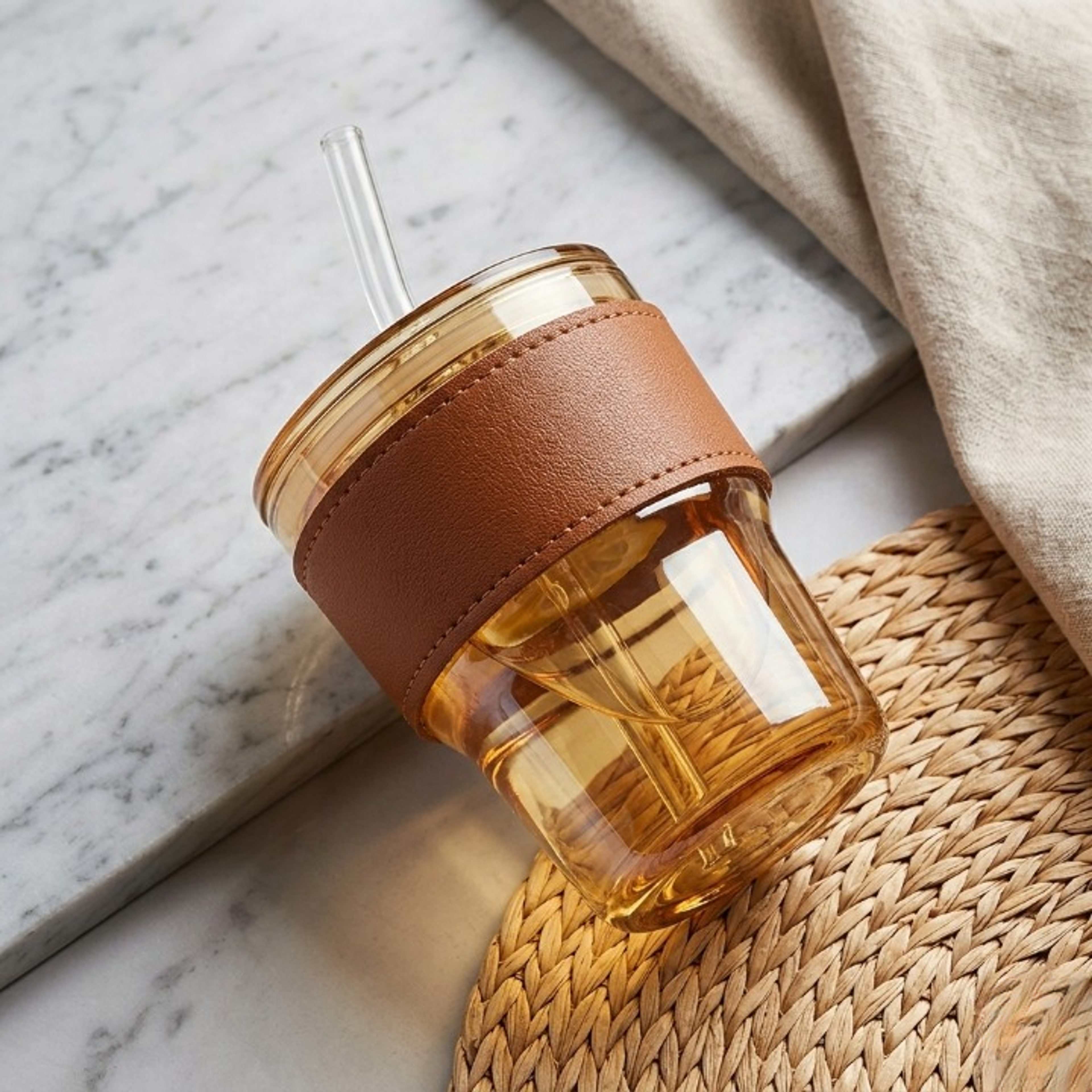 Amber Glass Travel Tumbler 400ml - Thumbnail 4
