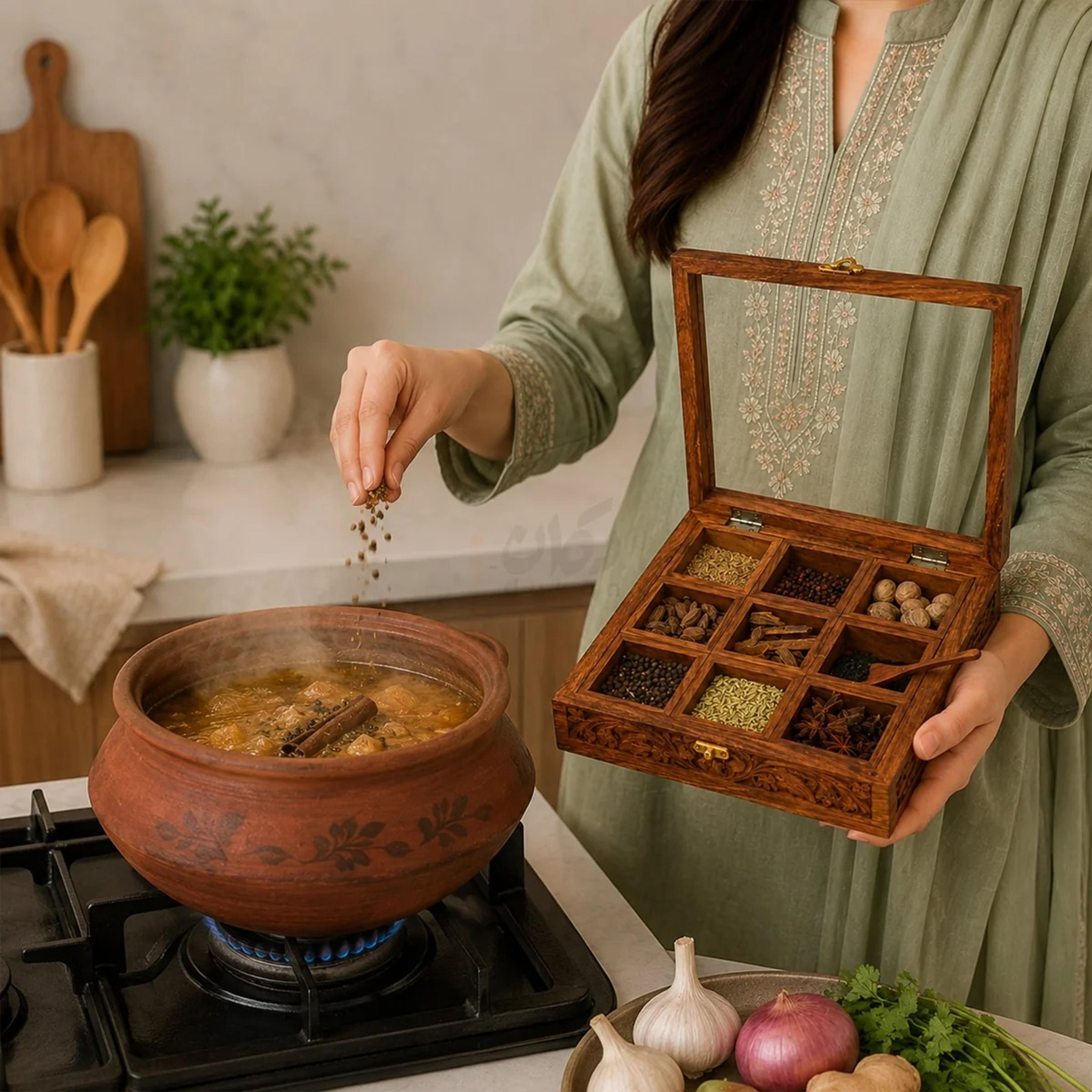 Artisan Wooden Spice Box - Thumbnail 2