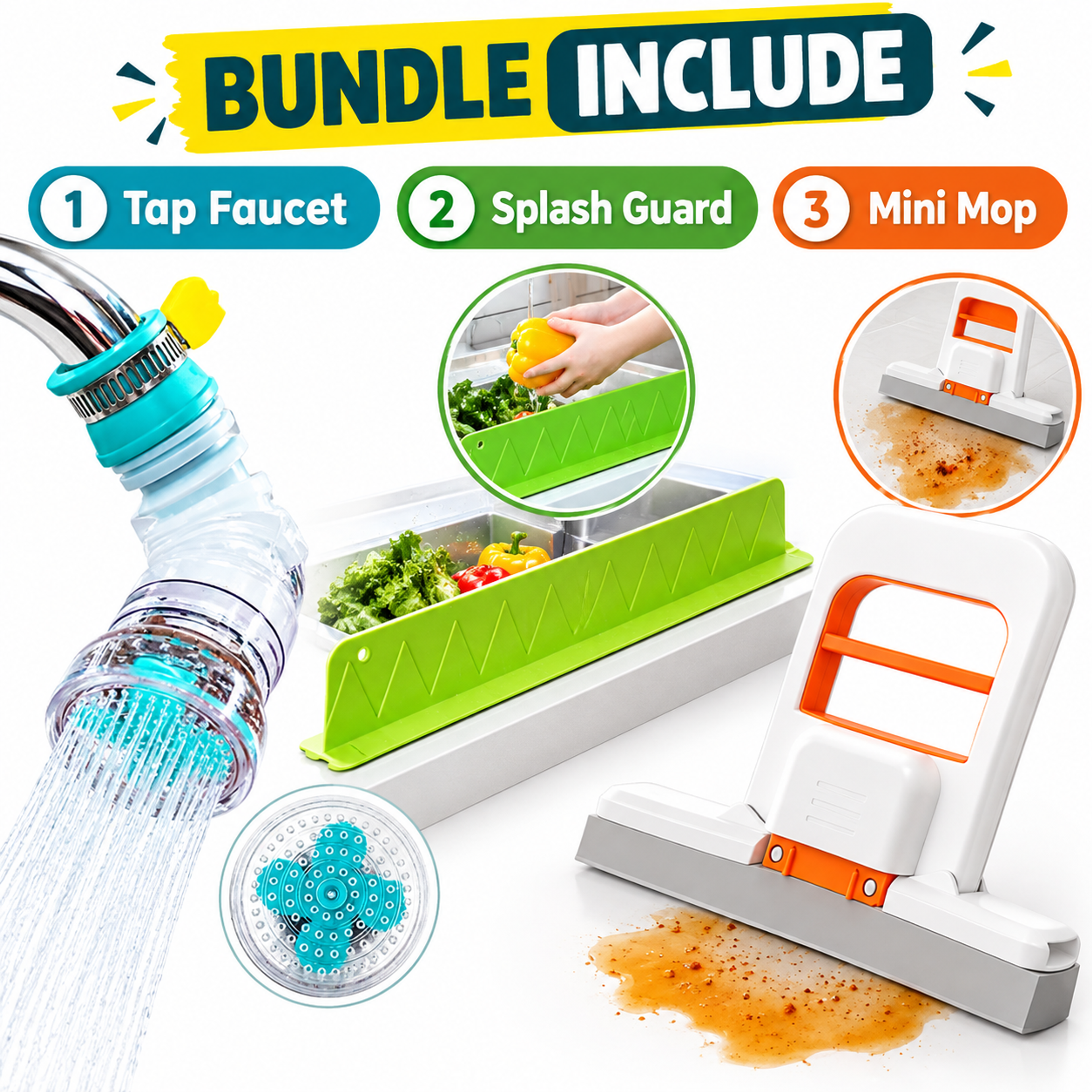 Kitchen Cleaning Trio: Faucet & Mop - Thumbnail 1