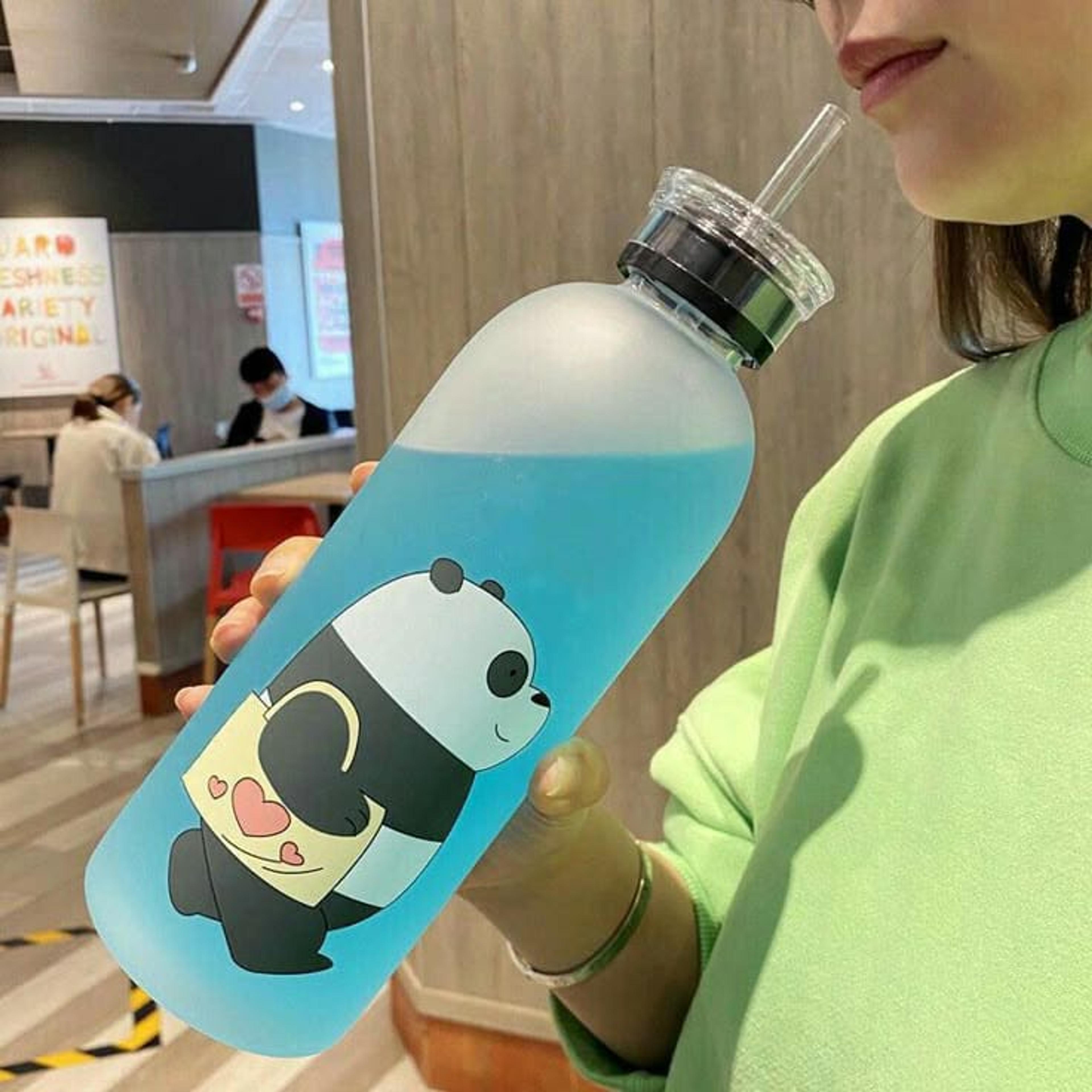 Panda Cartoon 1000ml Water Bottle - Thumbnail 3