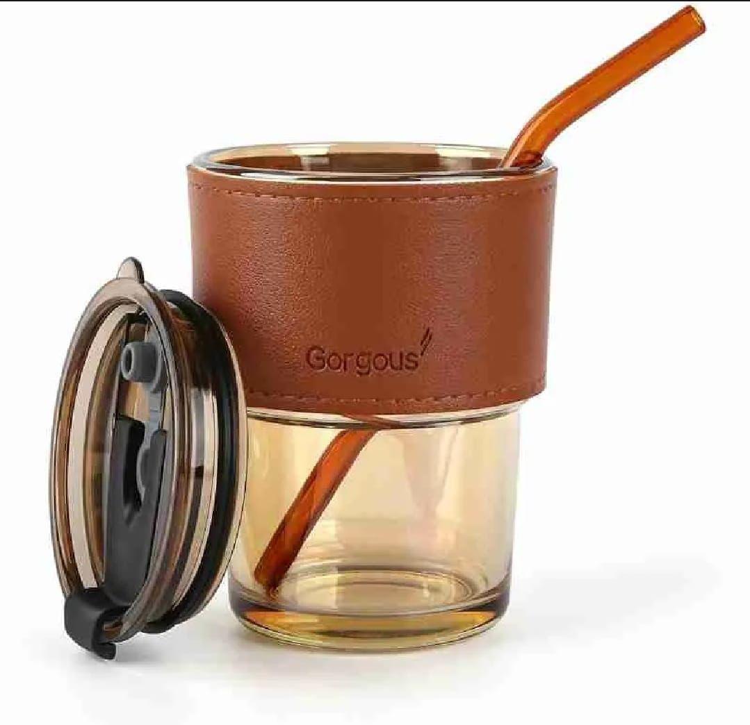Amber Glass Travel Tumbler 400ml - Image 1