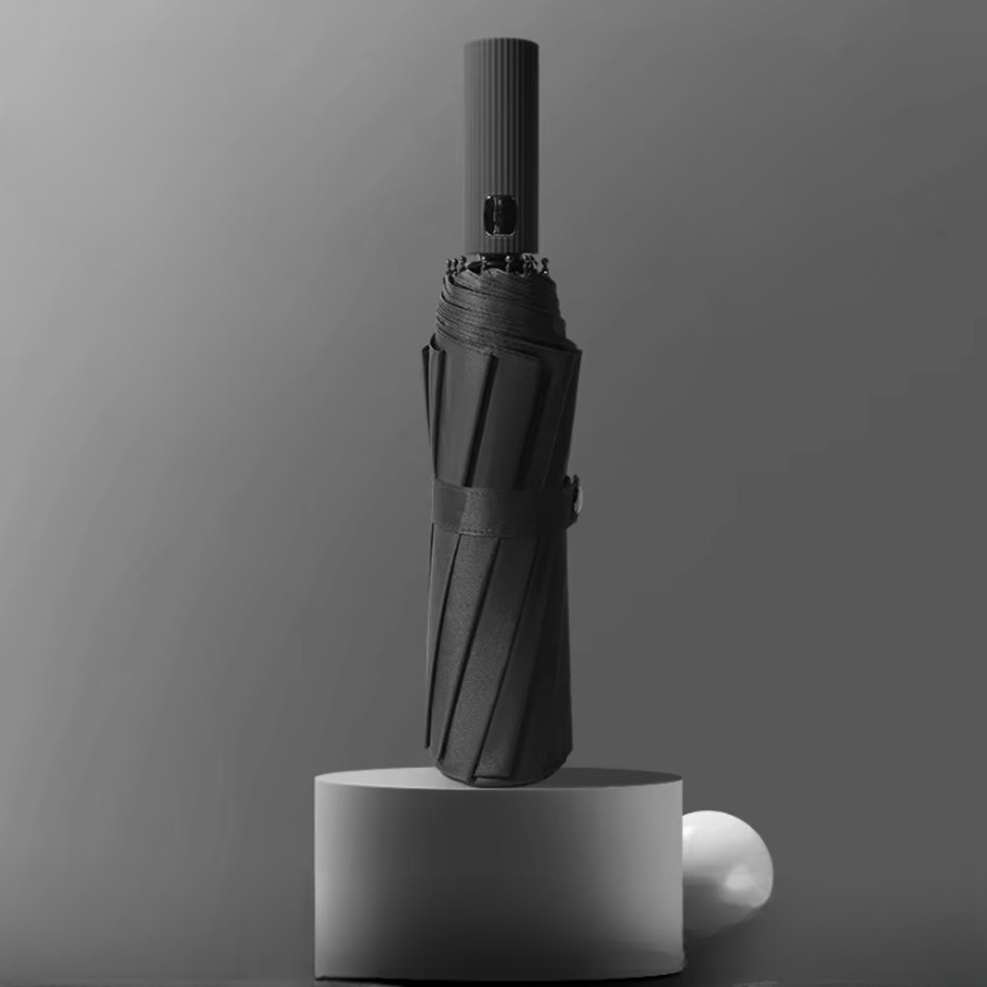 Windproof Compact Travel Umbrella Gray - Thumbnail 3
