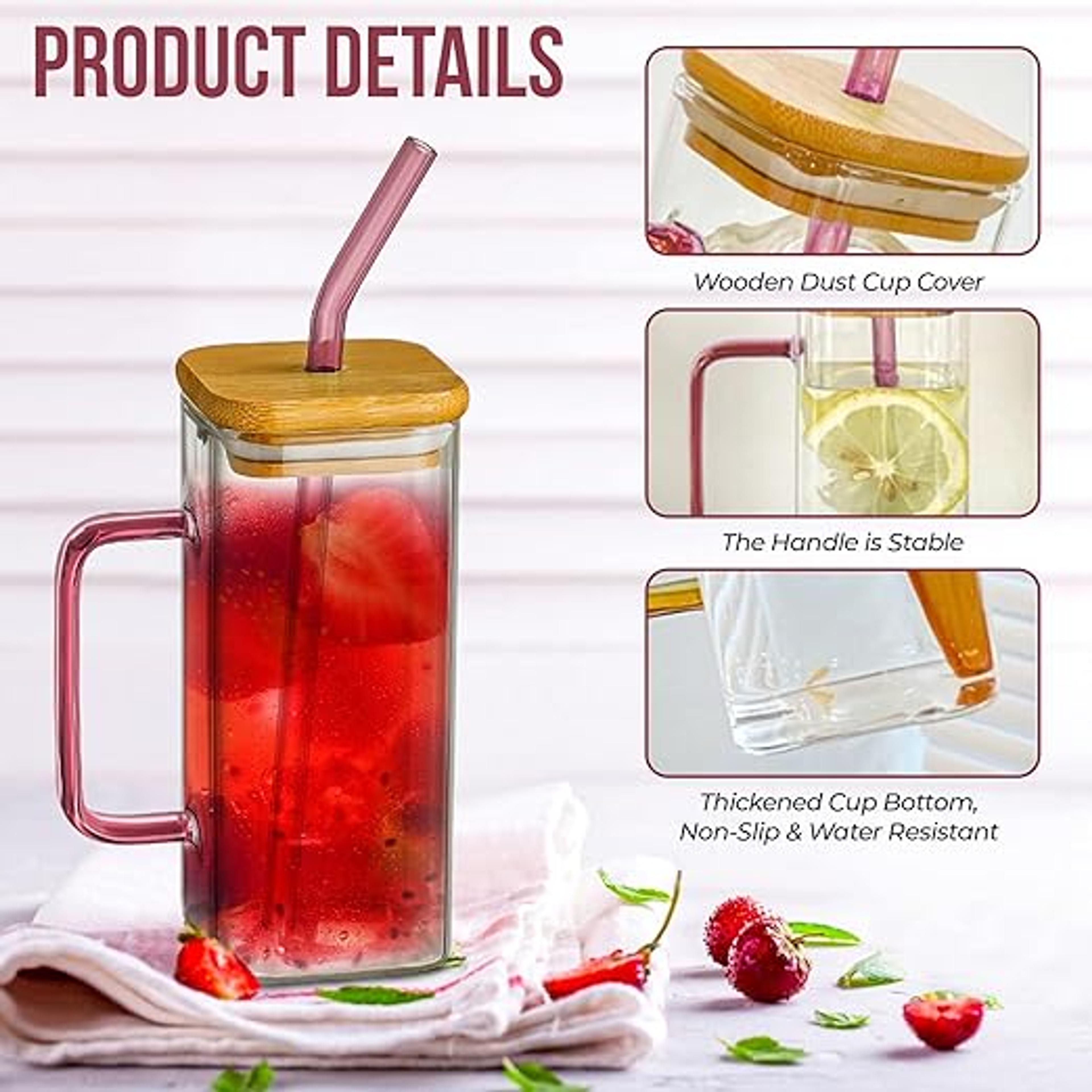 400ml Glass Mug with Straw Lid - Thumbnail 3