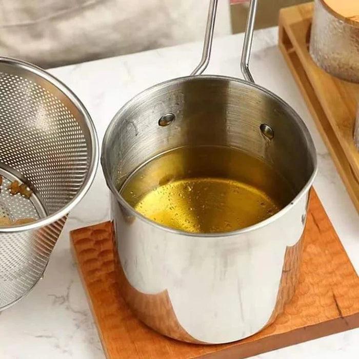 Stainless Steel Deep Fryer Pot With Strainer Basket - Image 1