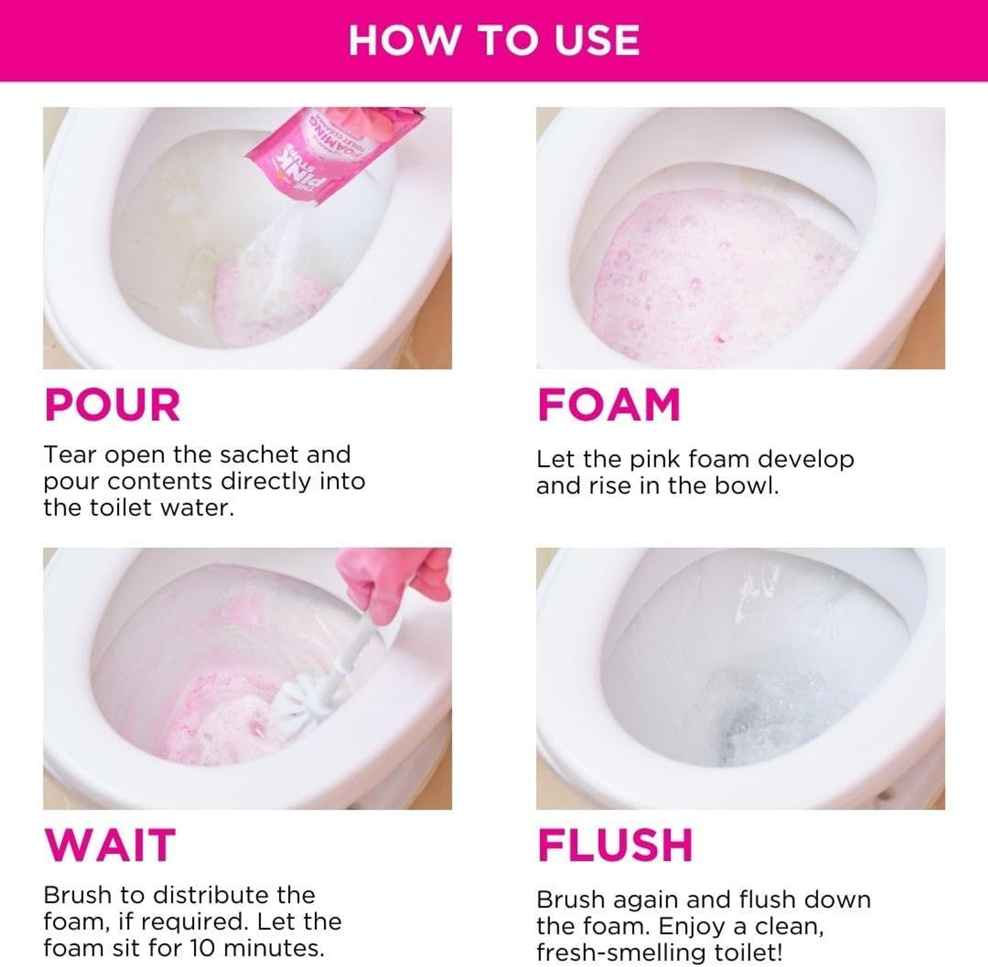 The Pink Stuff Foaming Toilet Cleaner Sachet Bathroom Cleaning Powder - (Pack of 6) 50g Each - Thumbnail 4
