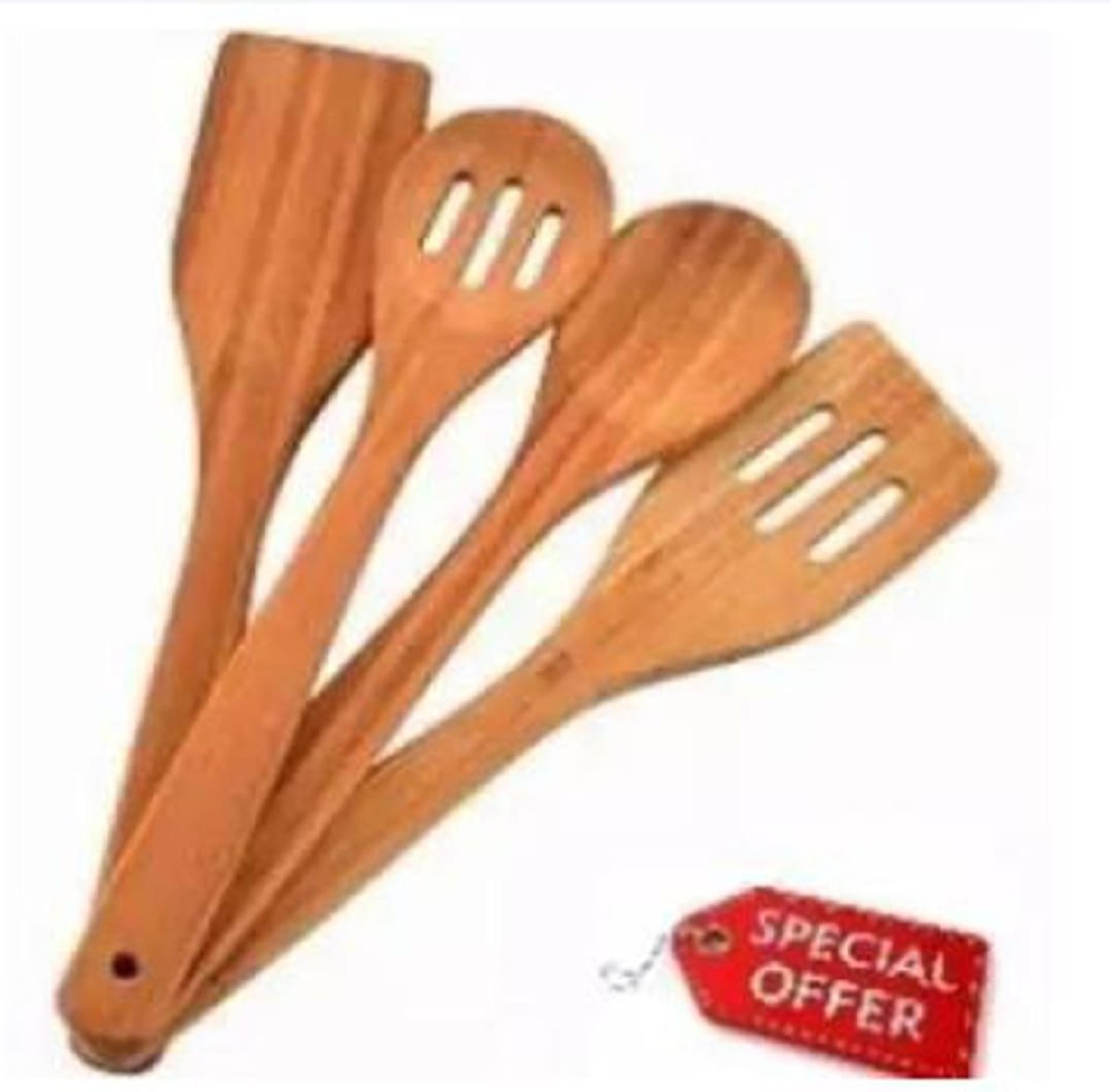 Light Brown Wooden Spoon Set - Thumbnail 4