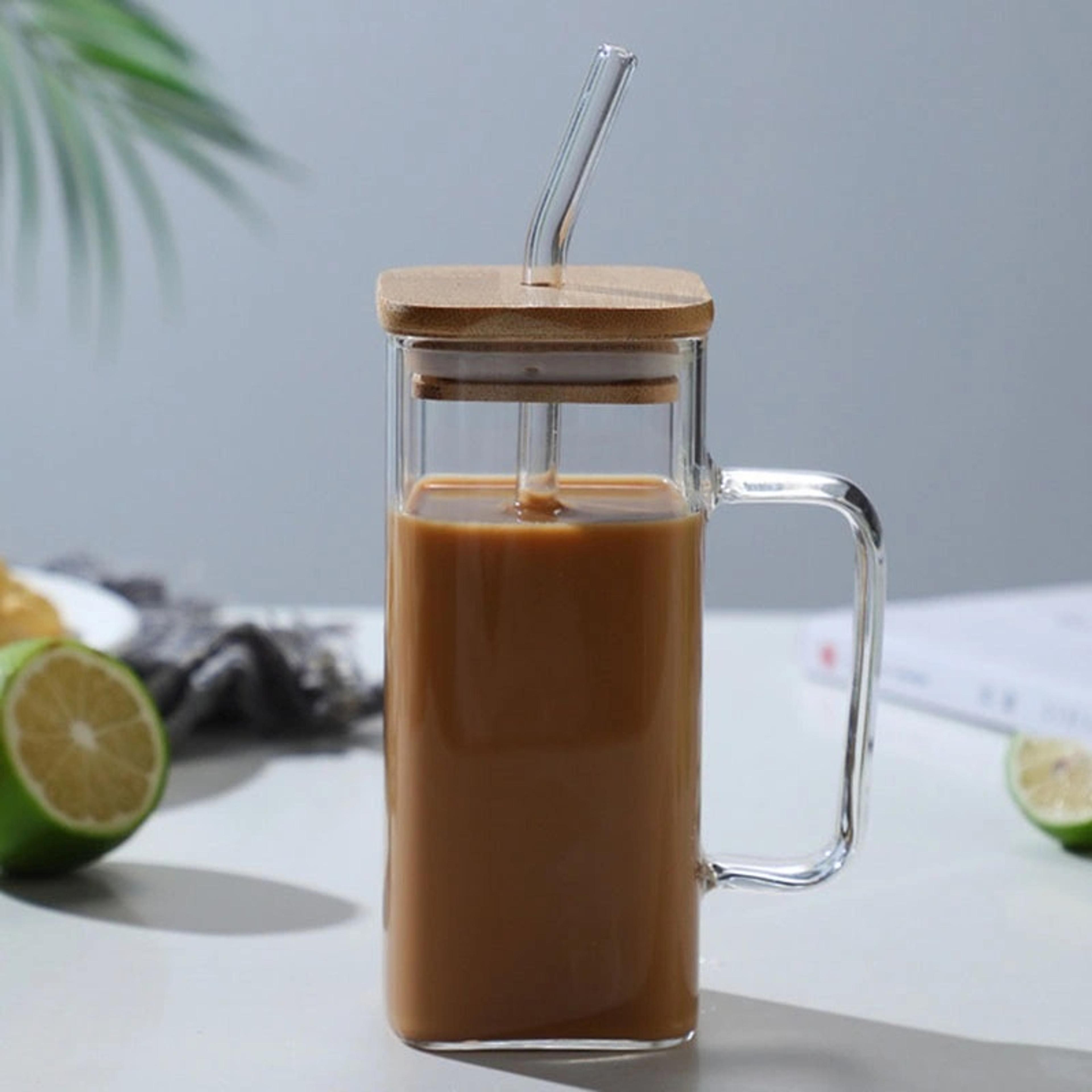 400ml Glass Mug with Straw Lid - Thumbnail 2