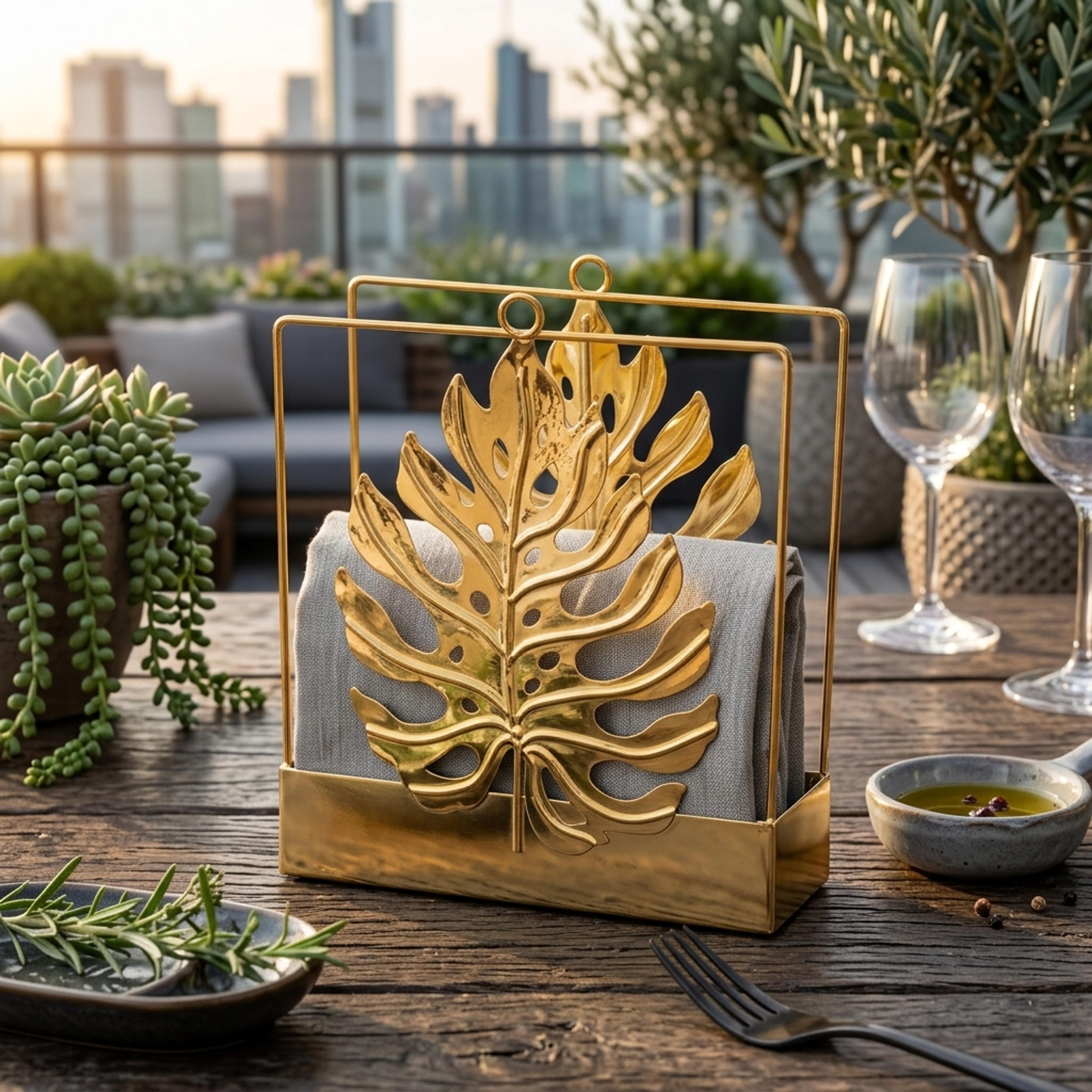 Gold Leaf Napkin Holder - Thumbnail 3