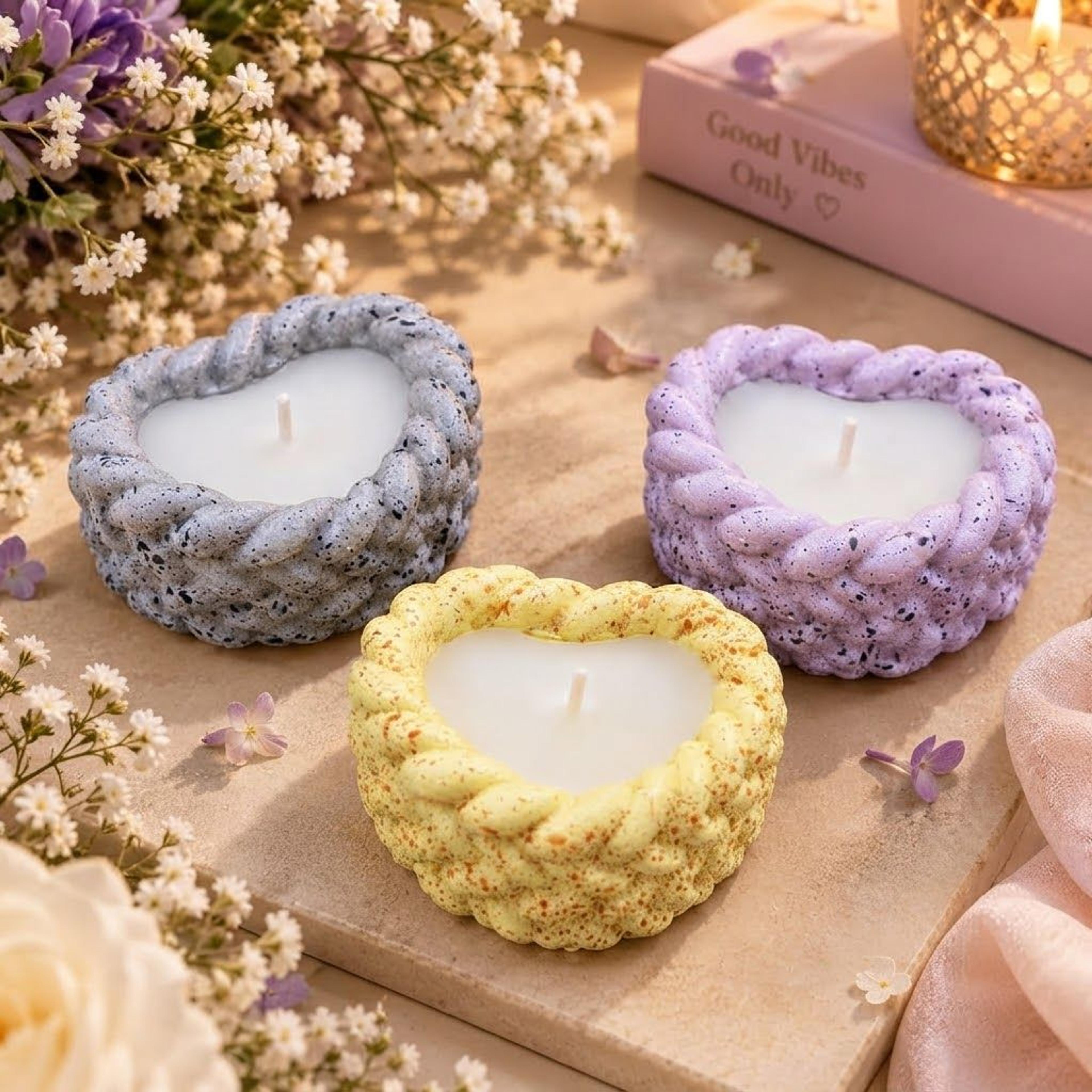 Floral Heart Tealight Set