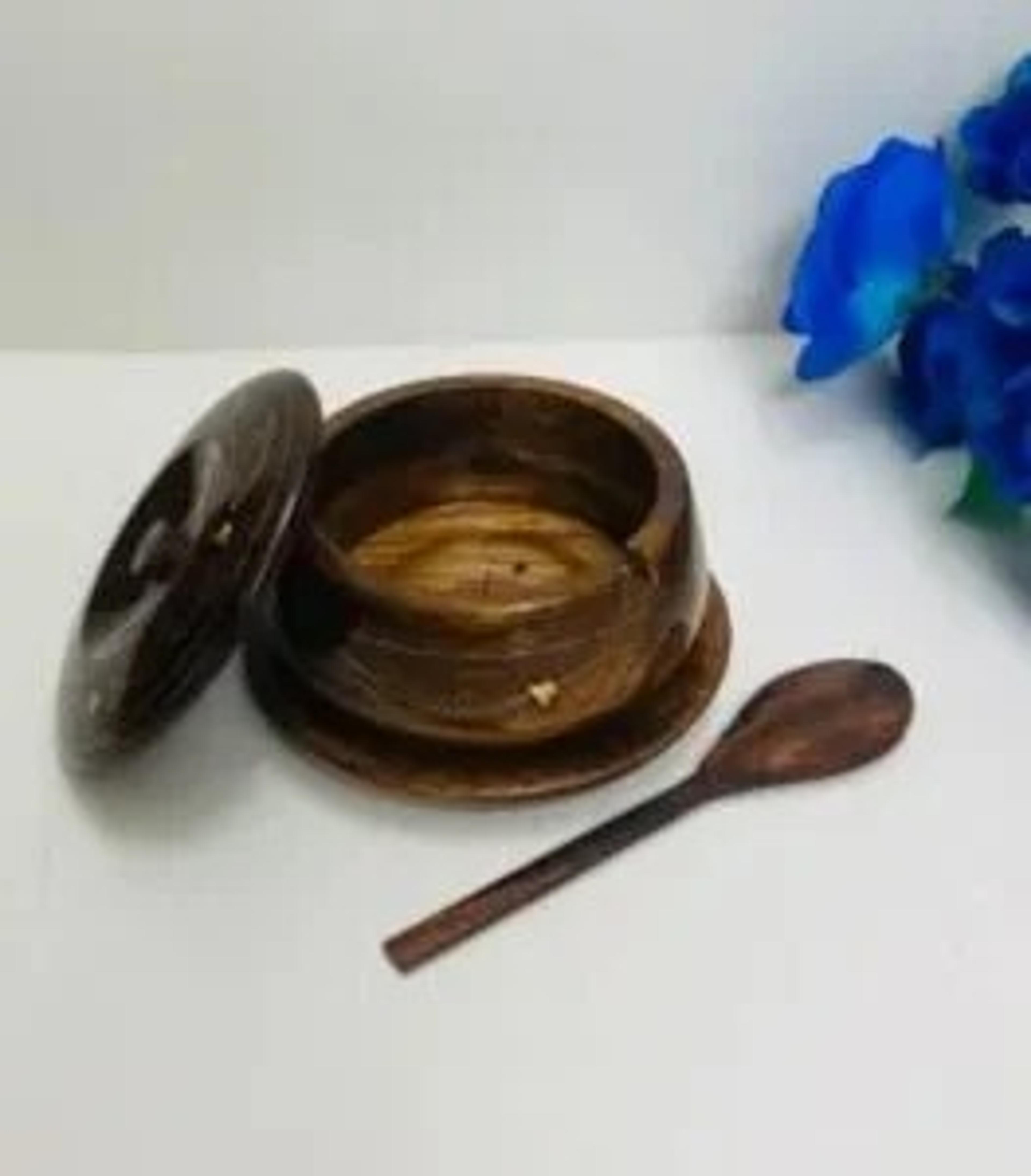 Wooden Brass Sugar Pot - Thumbnail 4