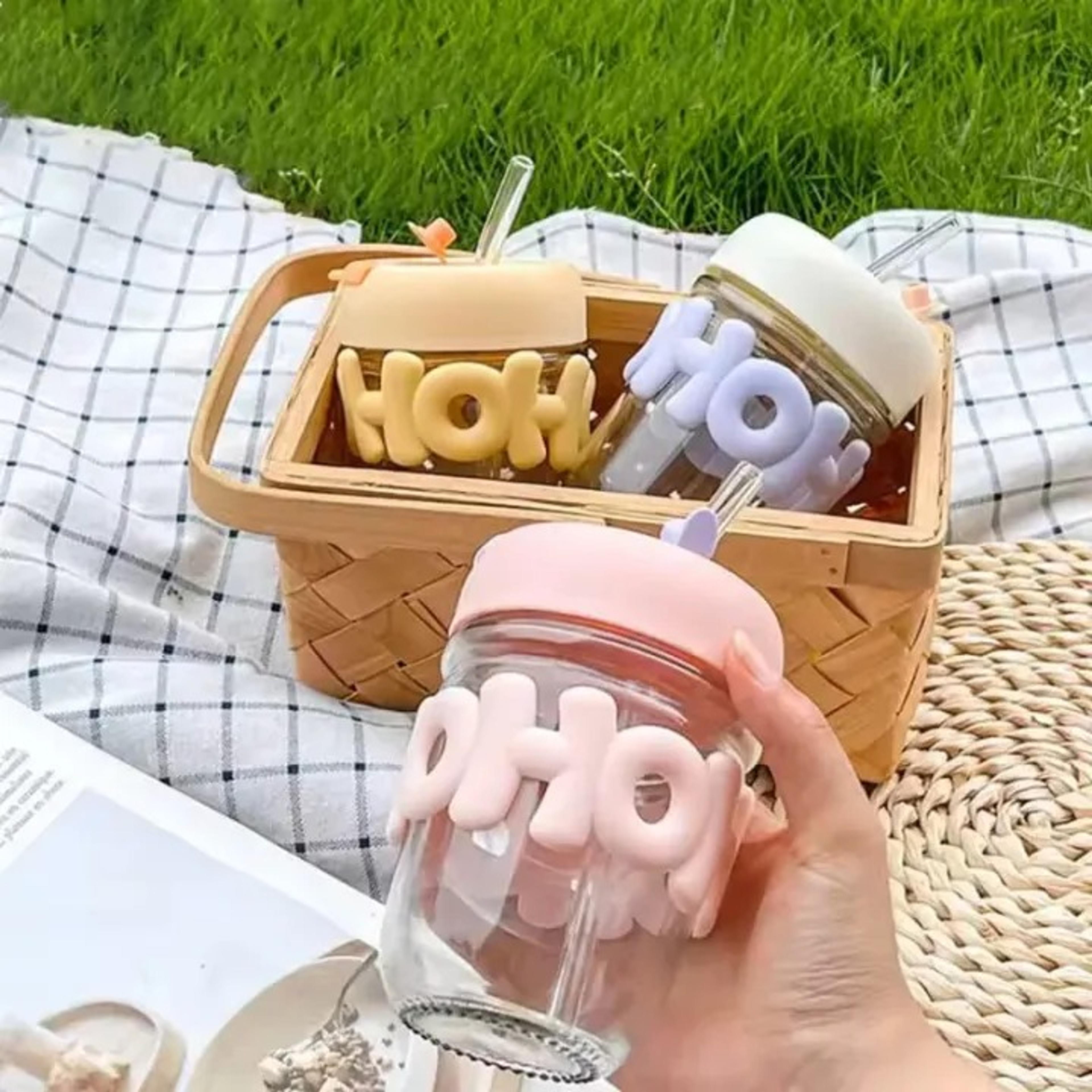 Pearl-Handled Glass Water Bottle - Thumbnail 2