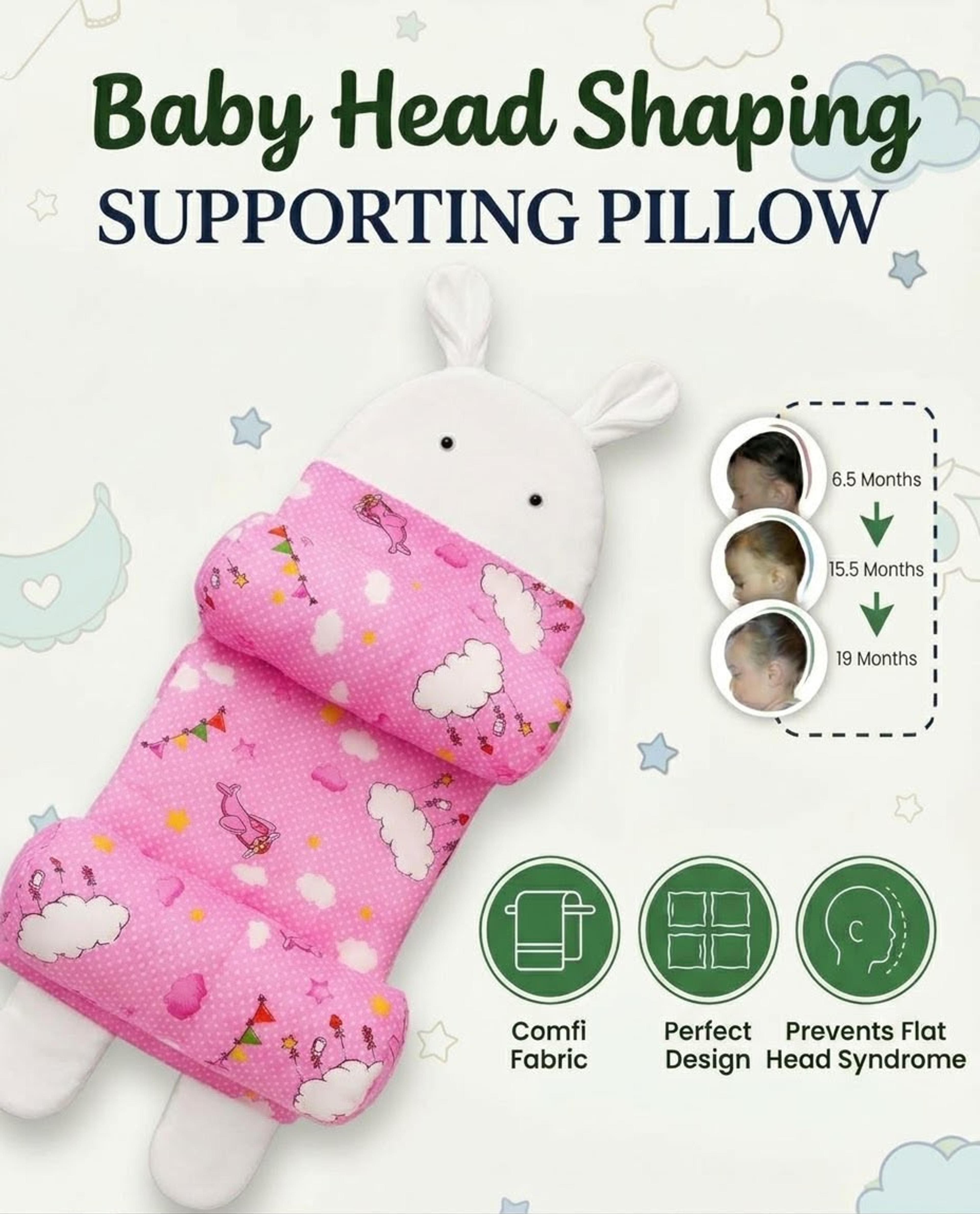 Medicated Adjustable Baby Head Pillow