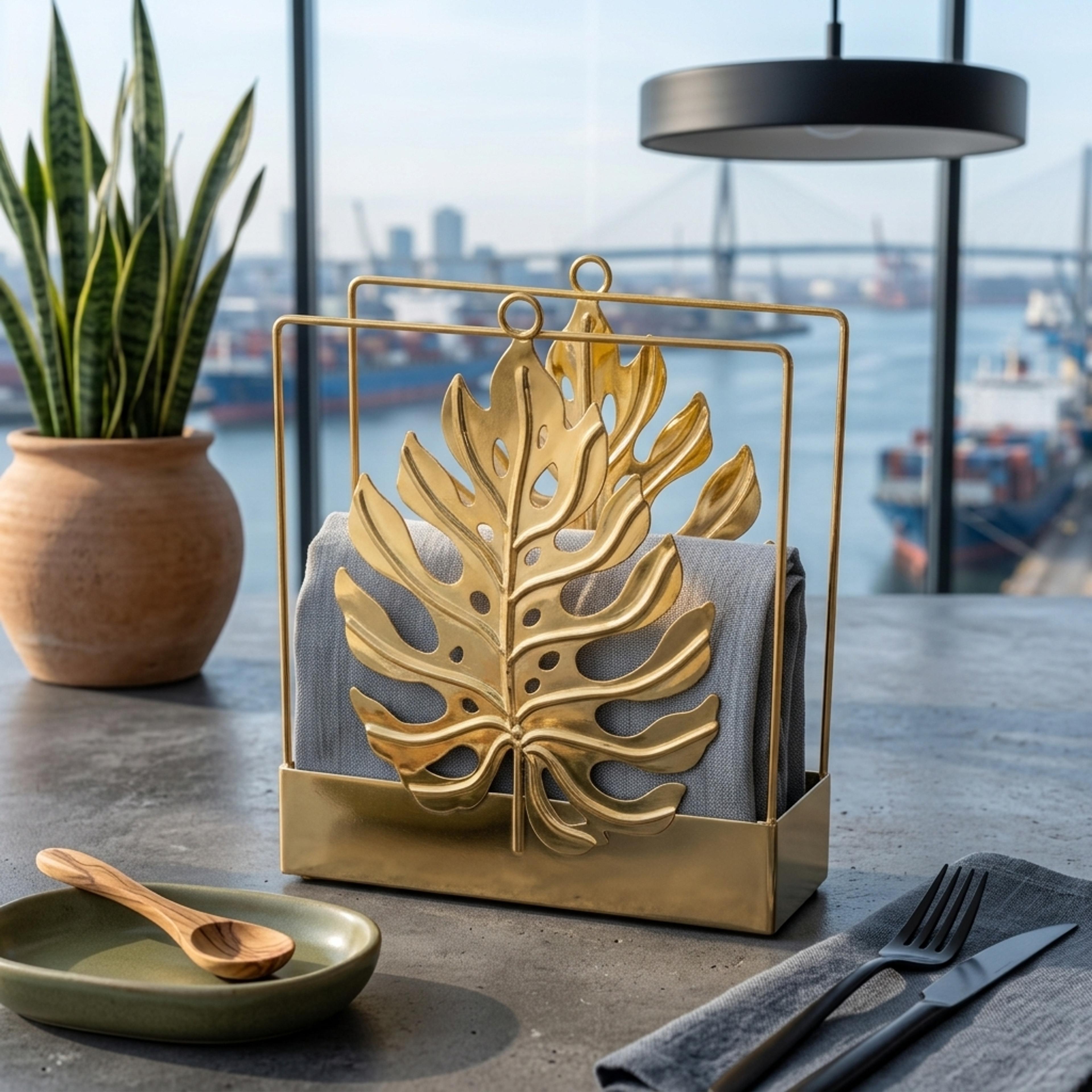 Gold Leaf Napkin Holder