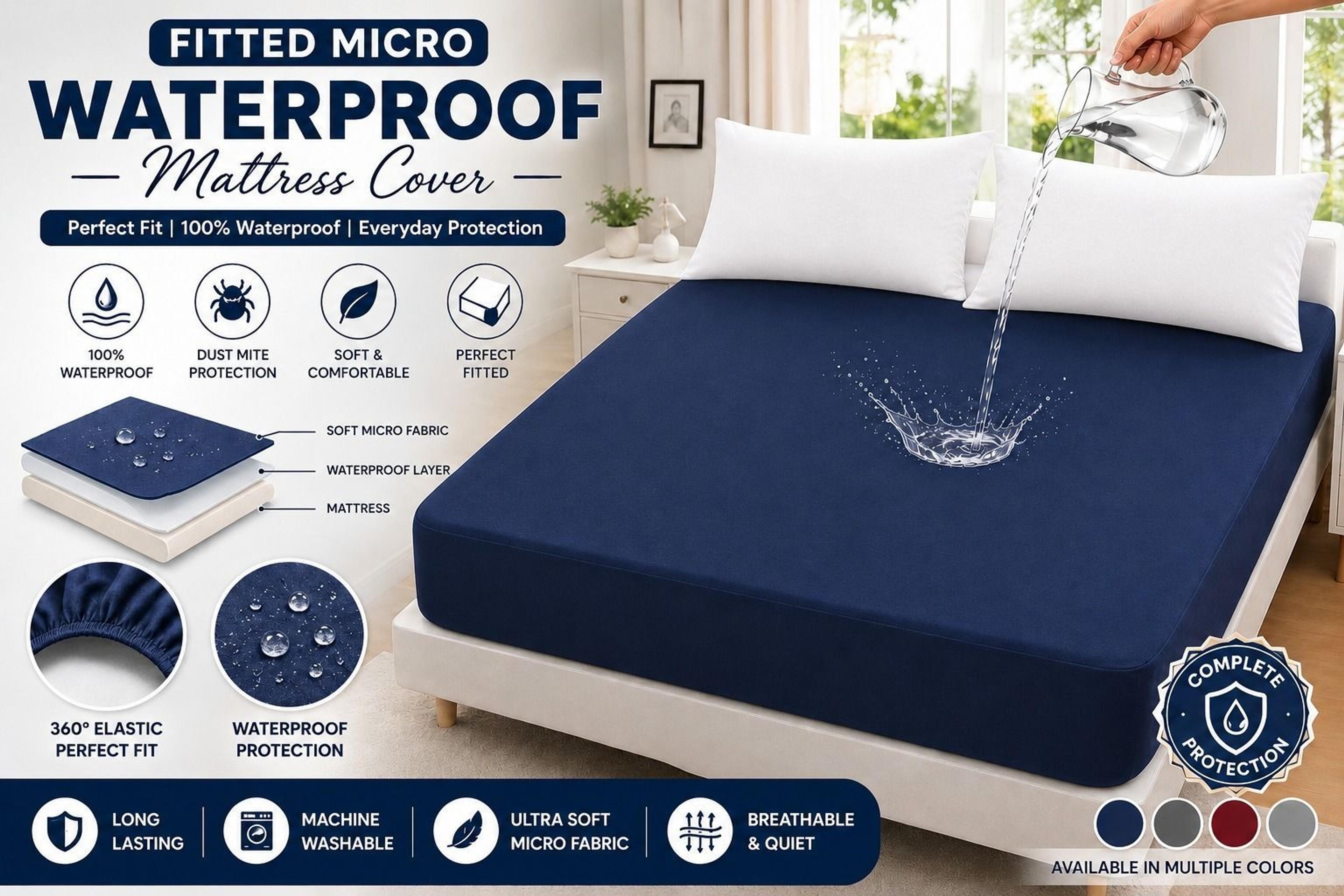 Micro Fitted Waterproof Mattress Cover & Protector