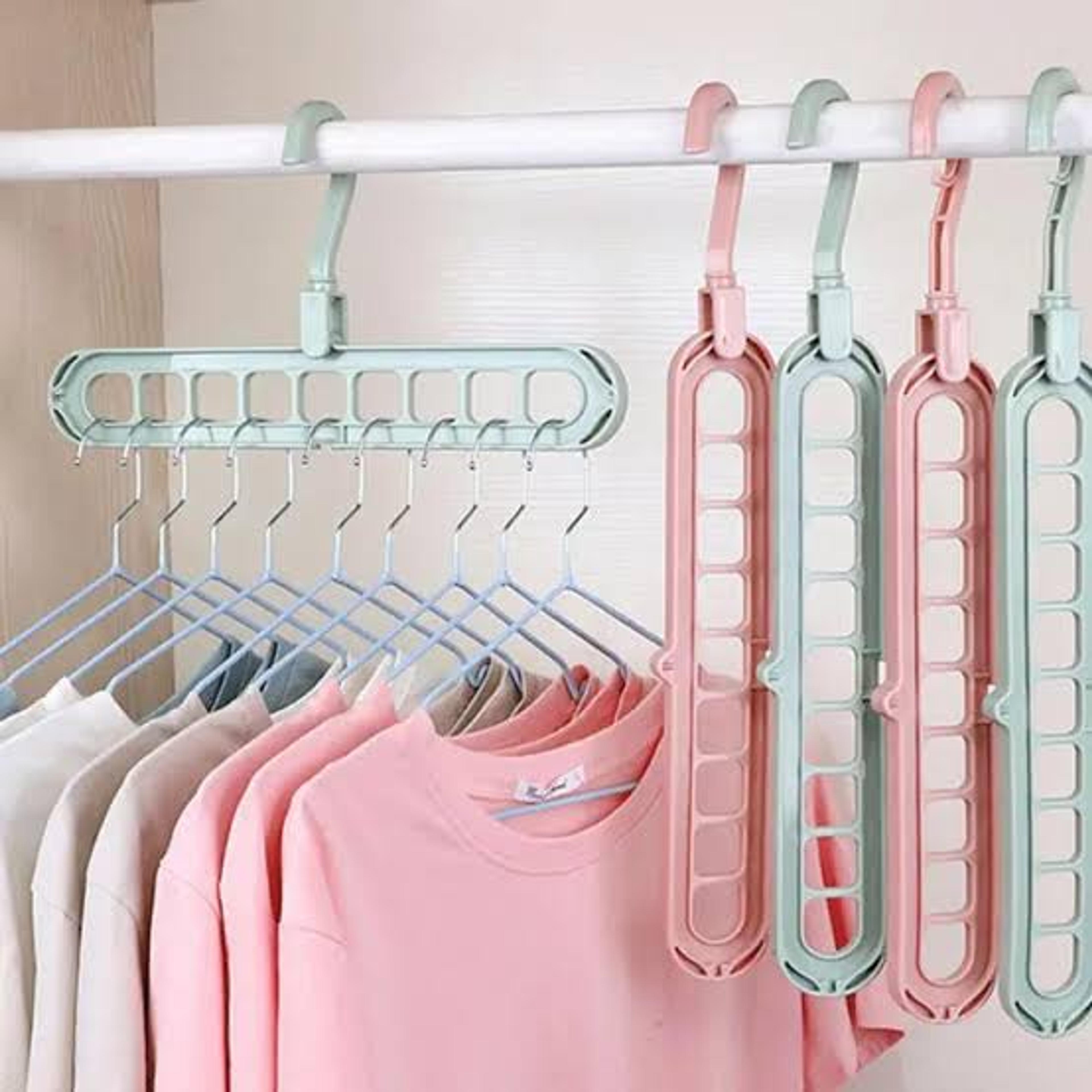 9 Hole Space Saving Hanger | Closet Organizer Magic Hanger | Hanger for Cloths | Multi Purpose Hanger (Random Color) - Thumbnail 4