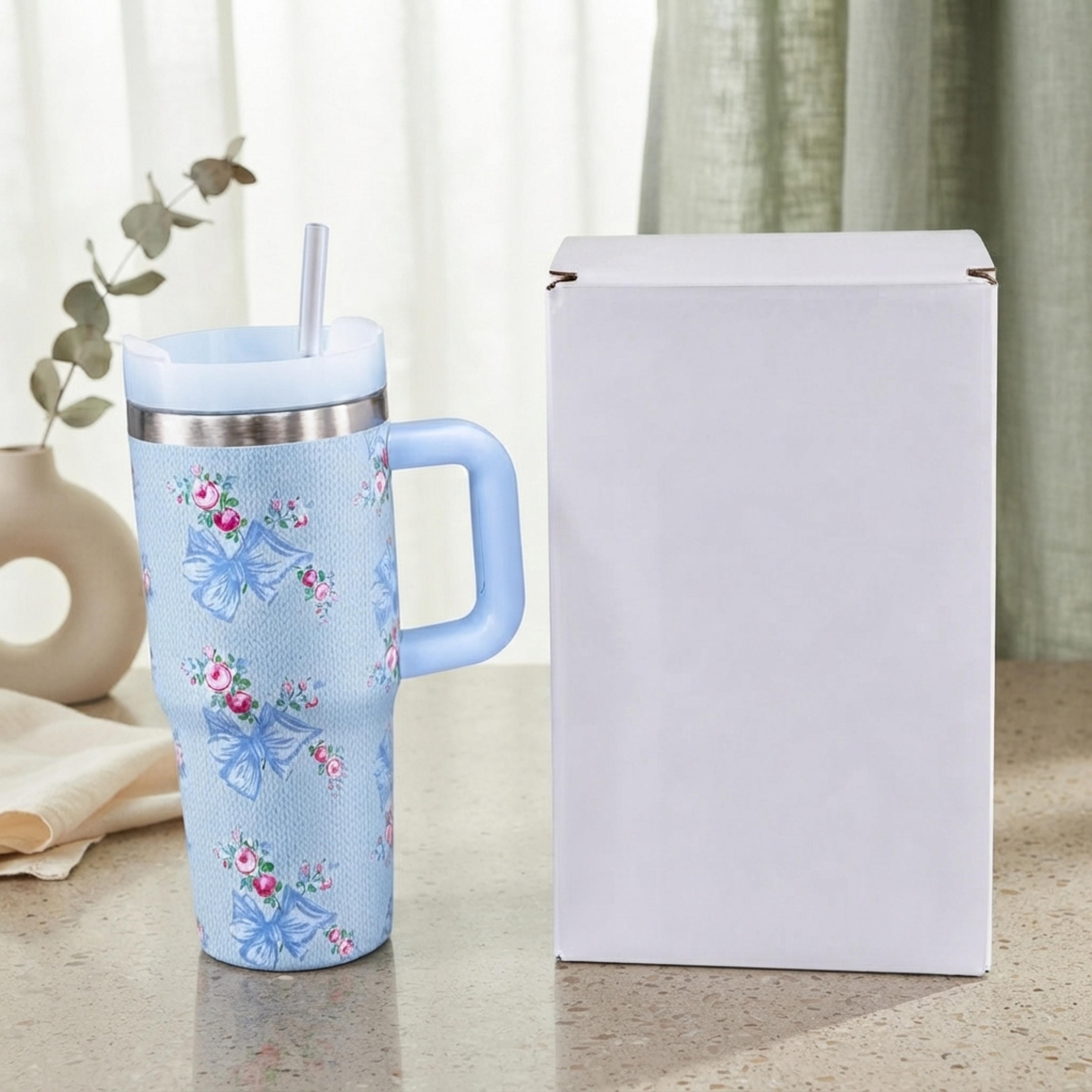 Blue Floral 600ml Tumbler - Thumbnail 3