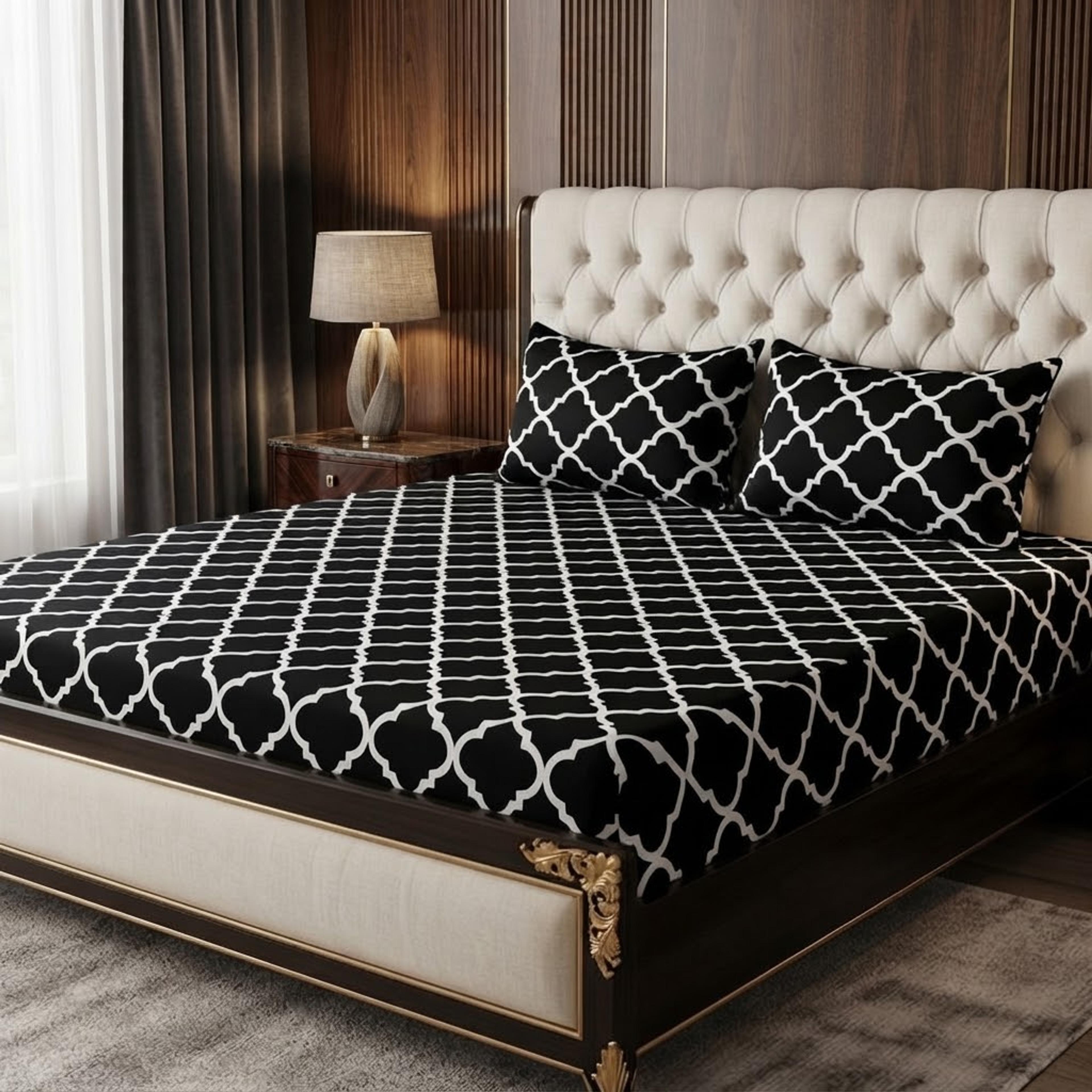 Noir Trellis Bedsheet Set - Thumbnail 3