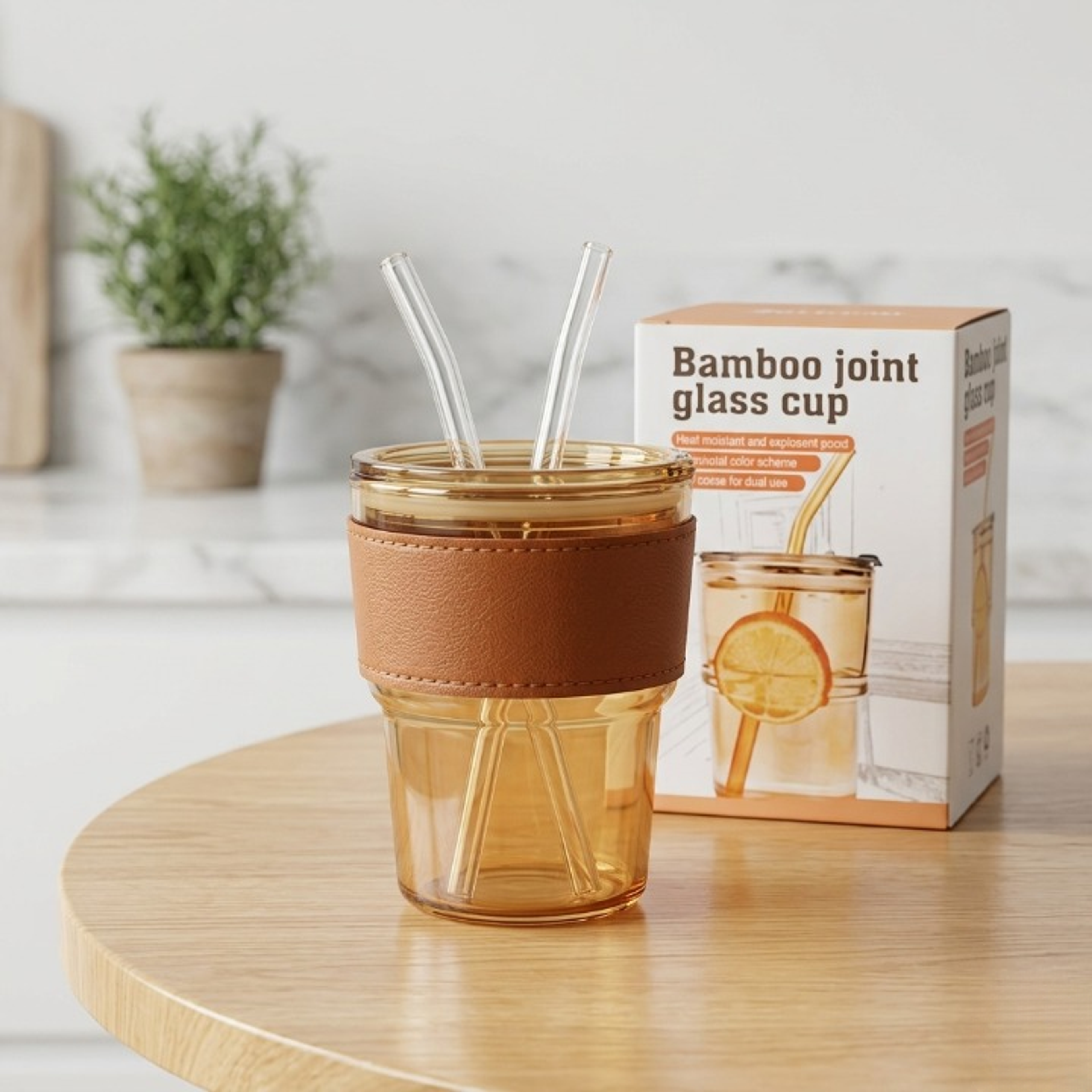 Amber Glass Travel Tumbler 400ml - Thumbnail 5