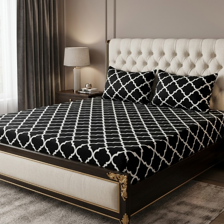 Noir Trellis Bedsheet Set - Image 1