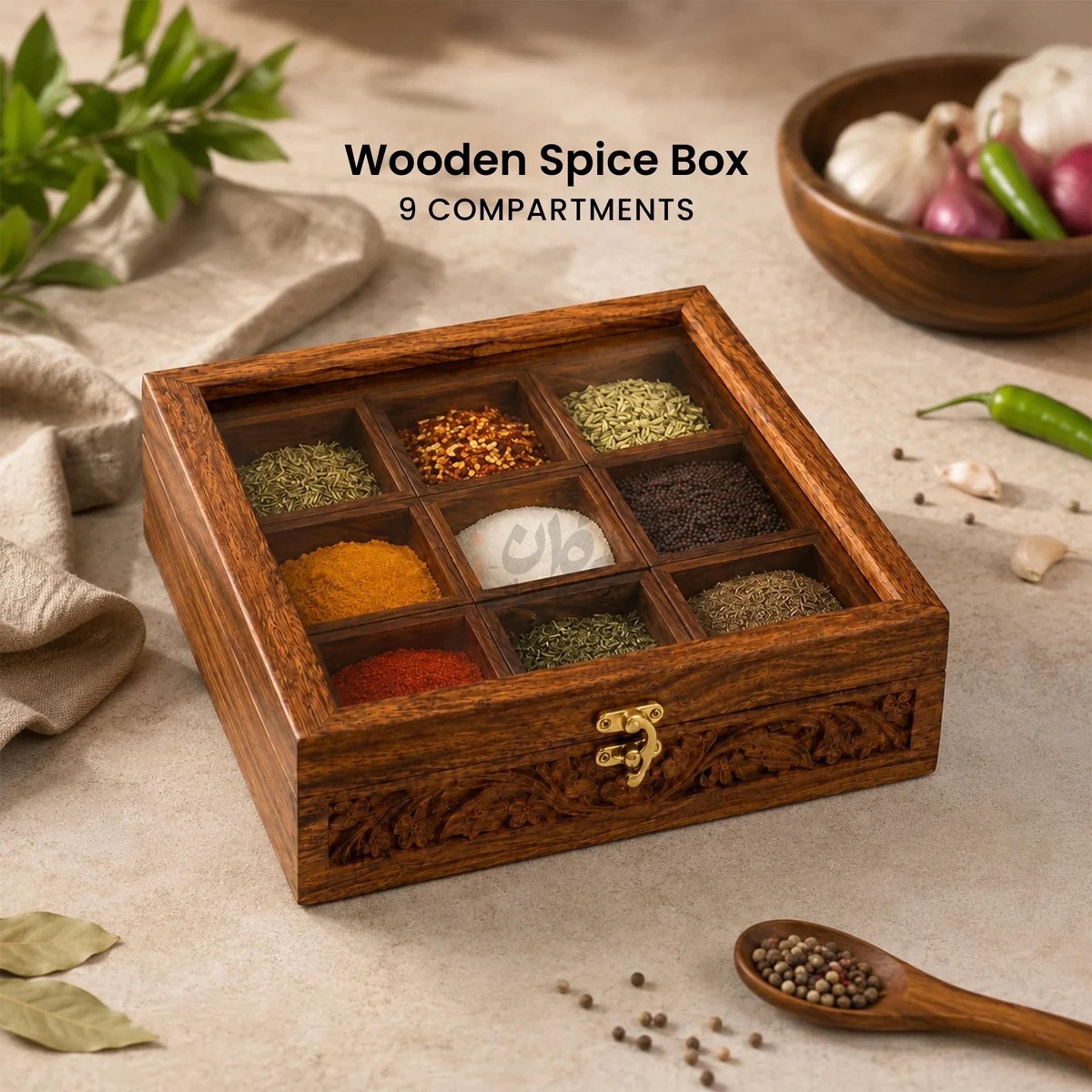 Artisan Wooden Spice Box - Thumbnail 3