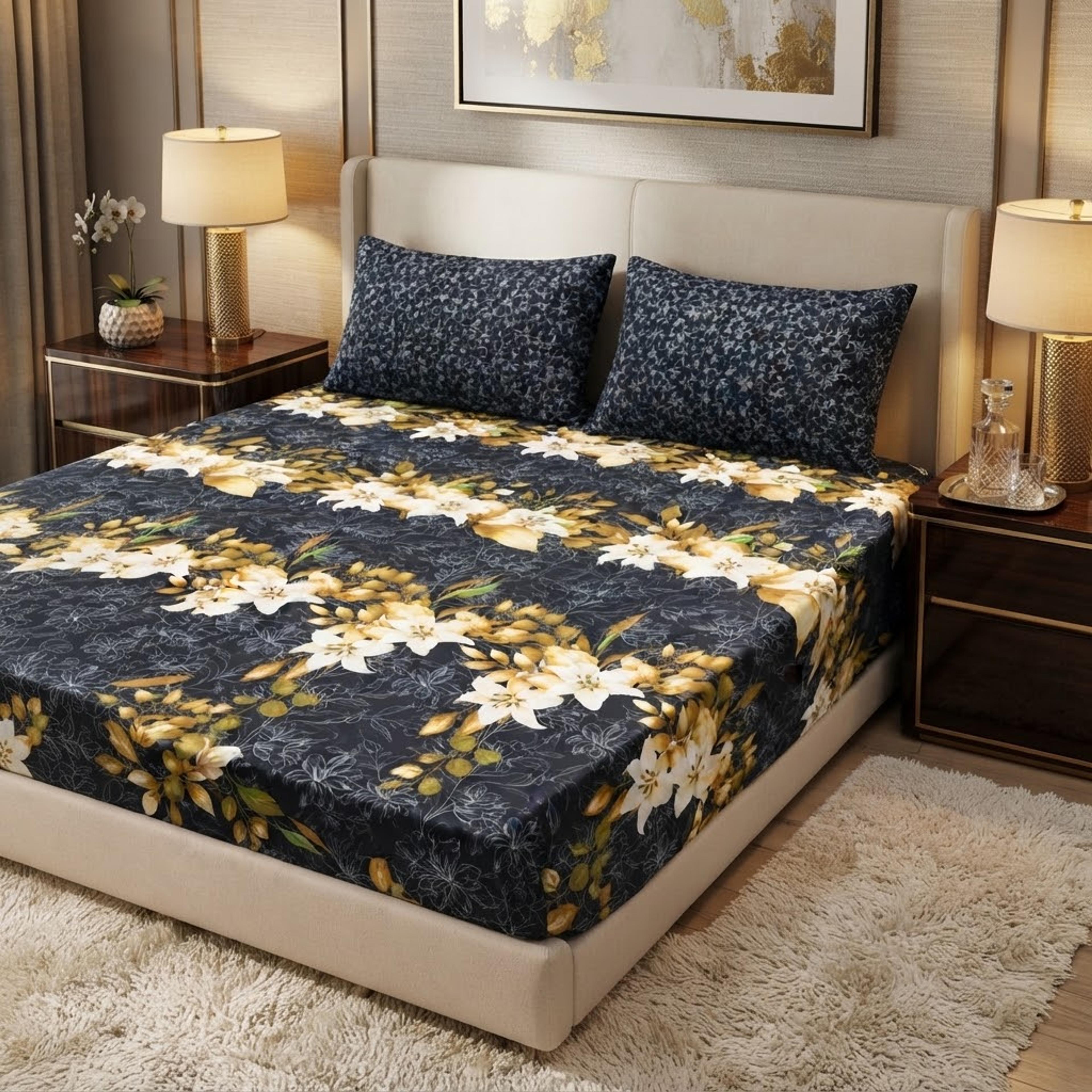 Gift Pack Bedsheet Cotton Mix Full Printed 3PC Set With King Size Sheet And 2 Pillow Covers - Thumbnail 1