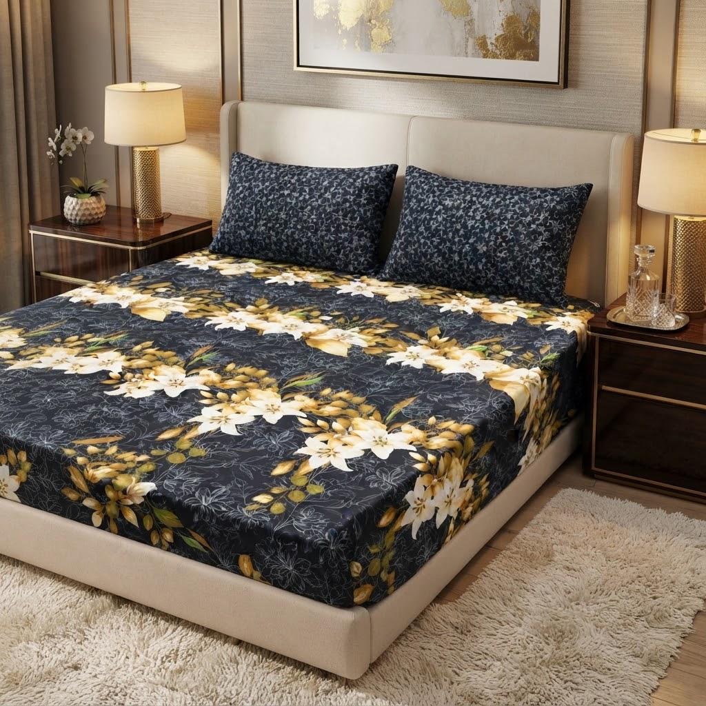Gift Pack Bedsheet Cotton Mix Full Printed 3PC Set With King Size Sheet And 2 Pillow Covers - Image 1