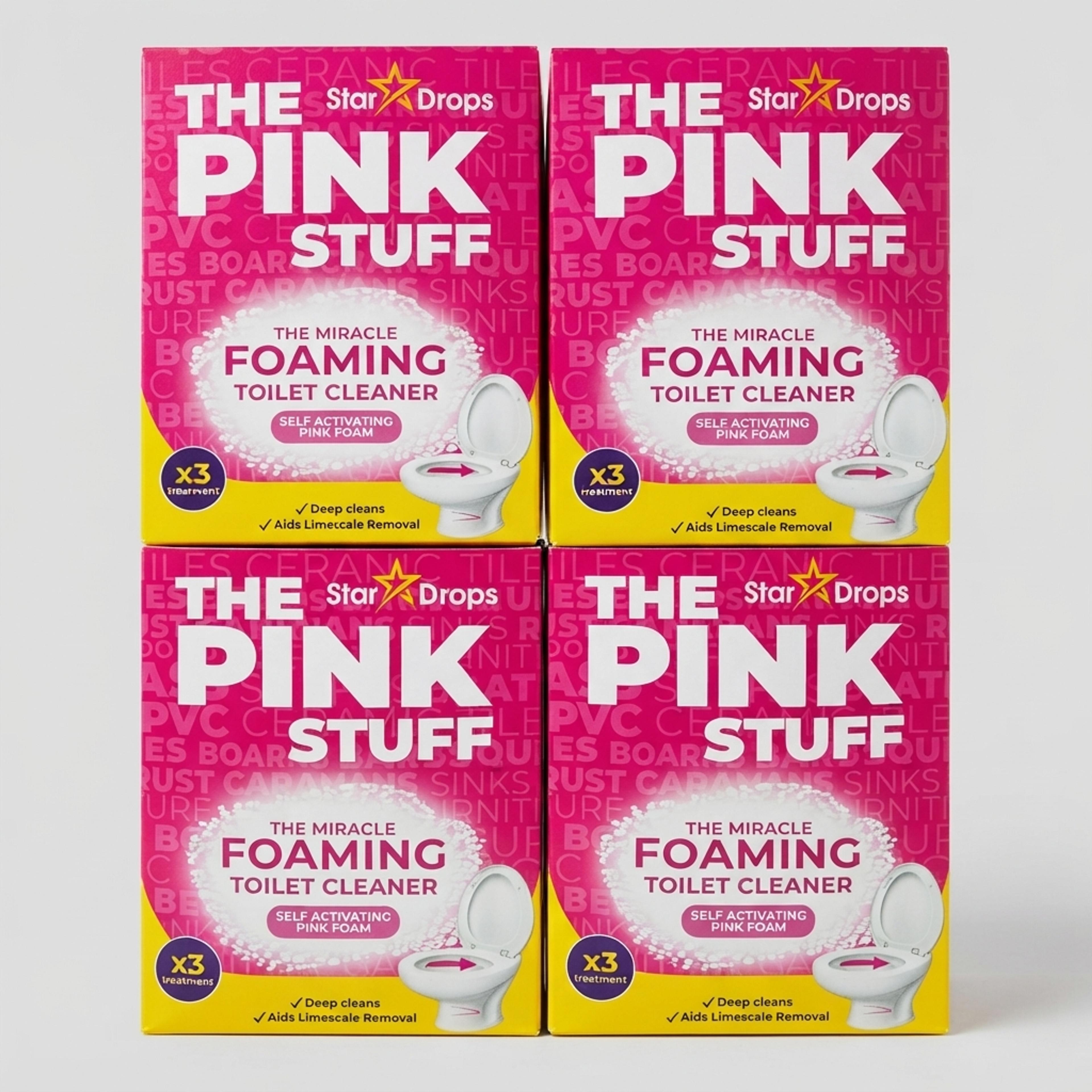 The Pink Stuff Foaming Toilet Cleaner Sachet Bathroom Cleaning Powder - (Pack of 6) 50g Each - Thumbnail 1