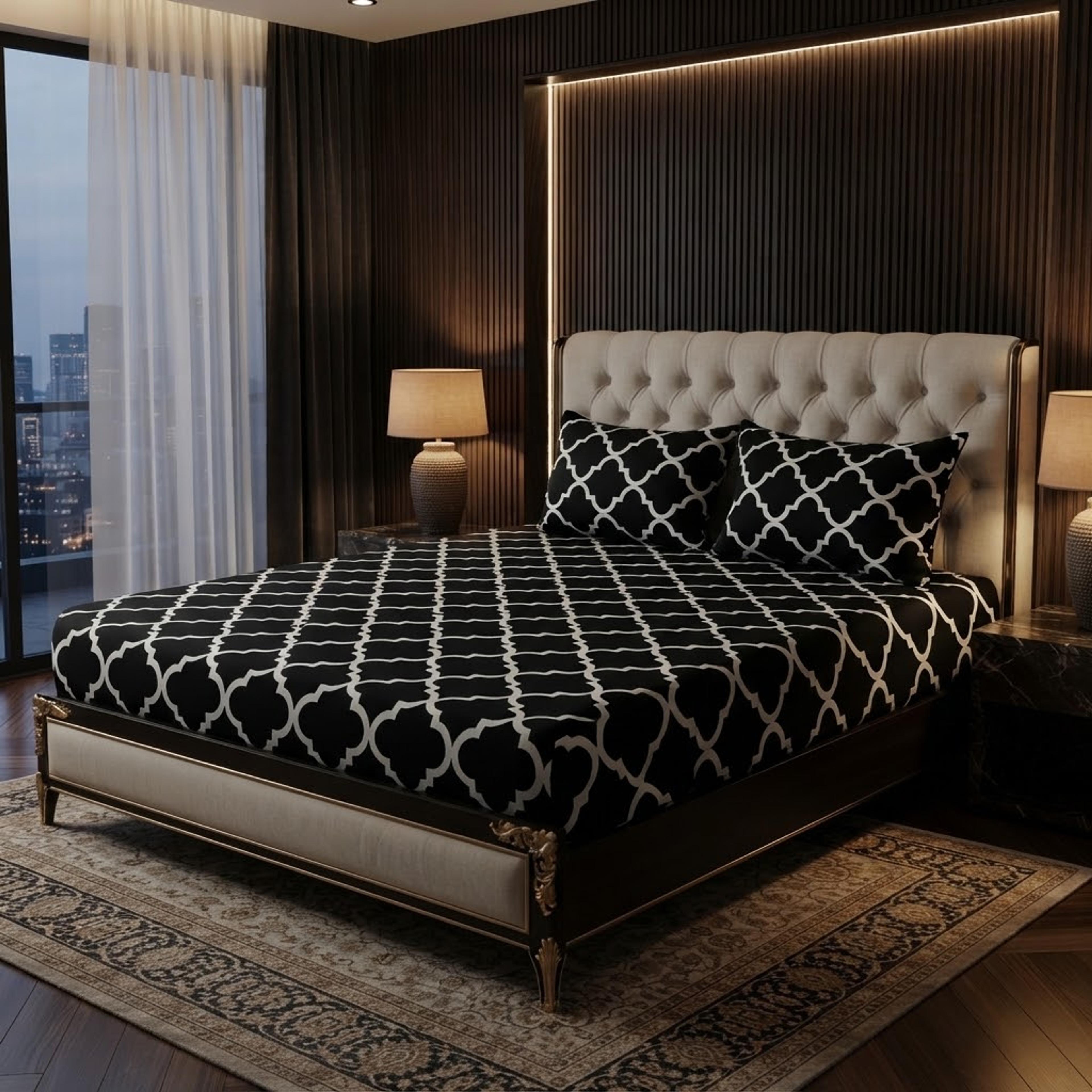 Noir Trellis Bedsheet Set - Thumbnail 2