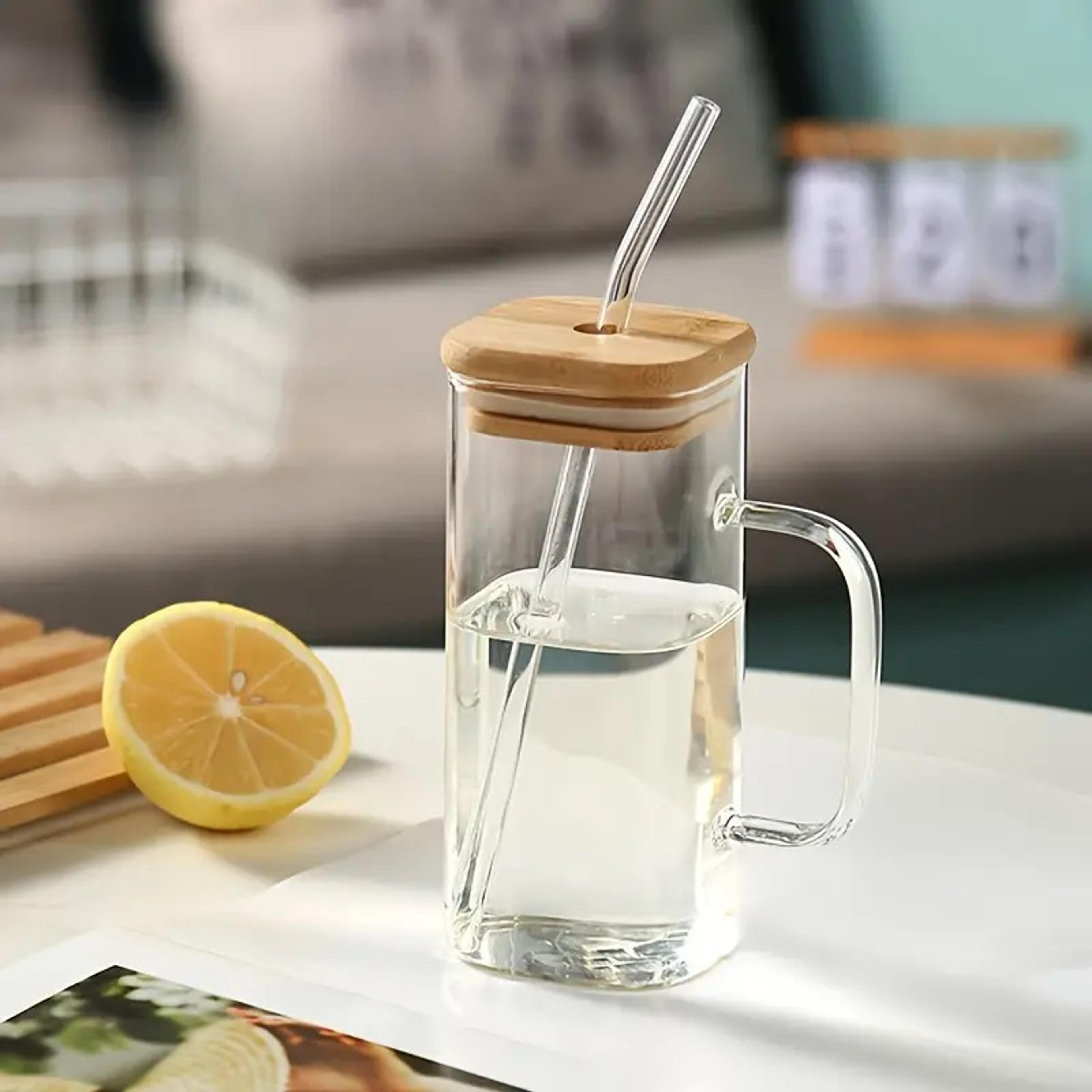 400ml Glass Mug with Straw Lid
