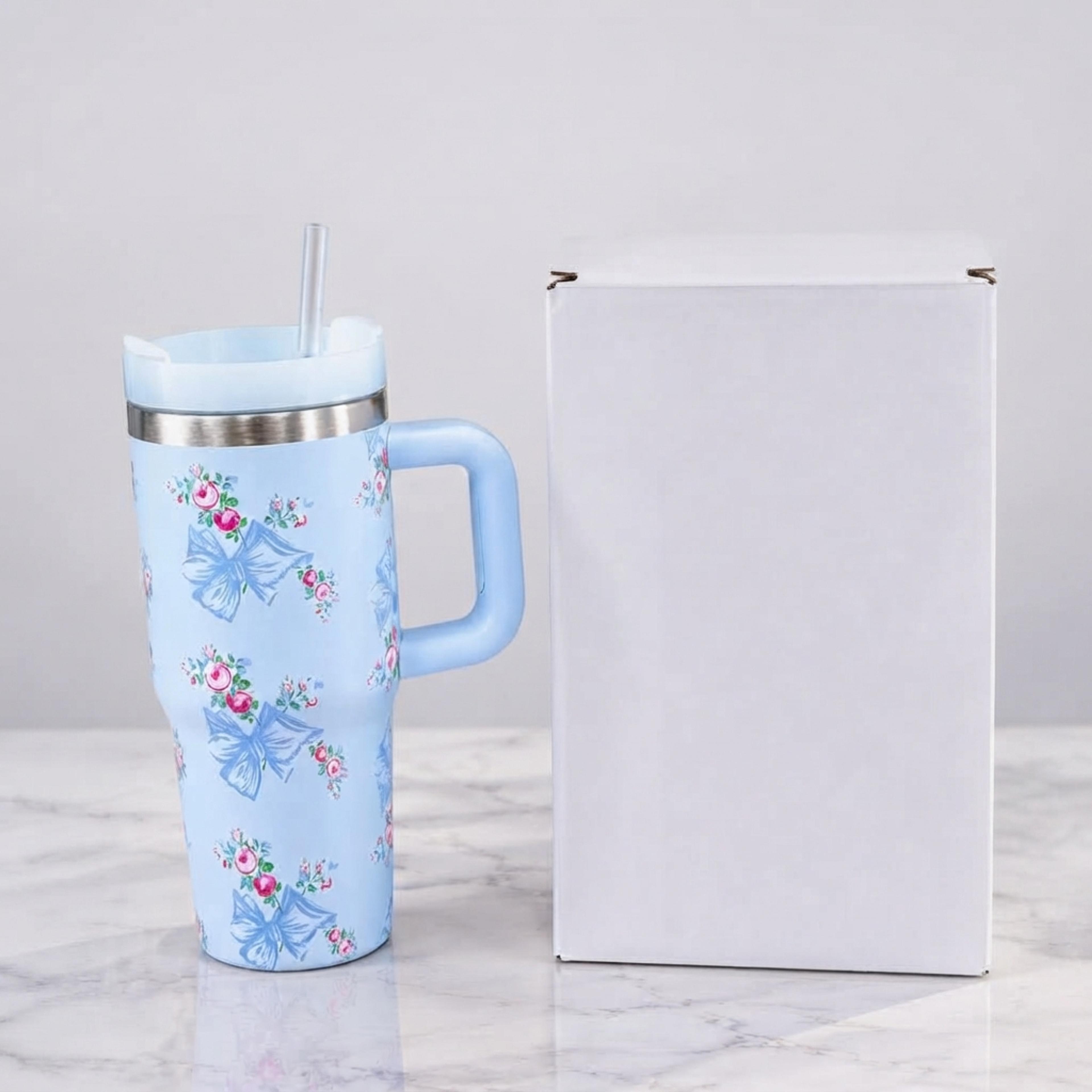 Blue Floral 600ml Tumbler - Thumbnail 4