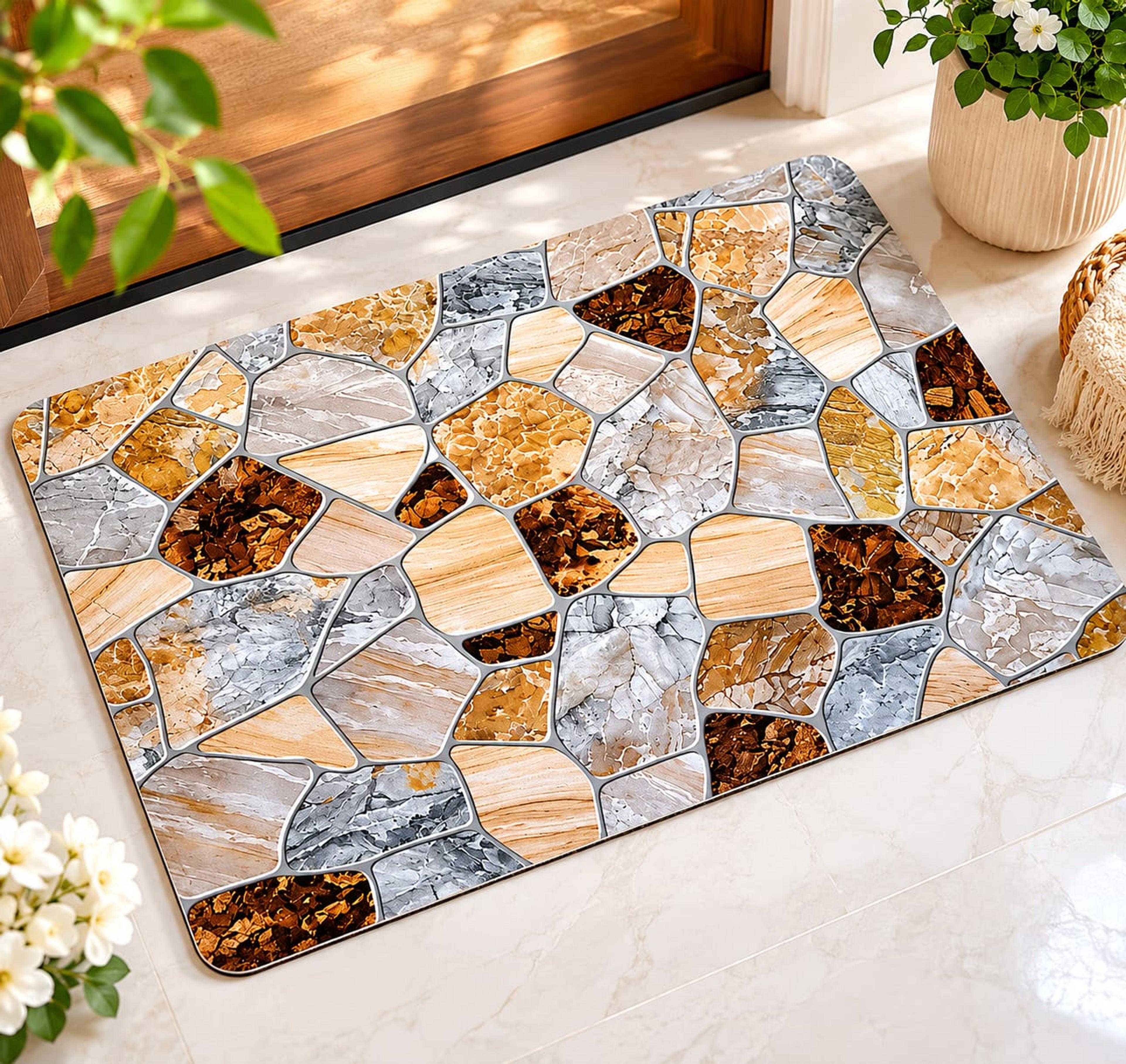 Quick-Dry Marble Bathroom Mat - Thumbnail 4