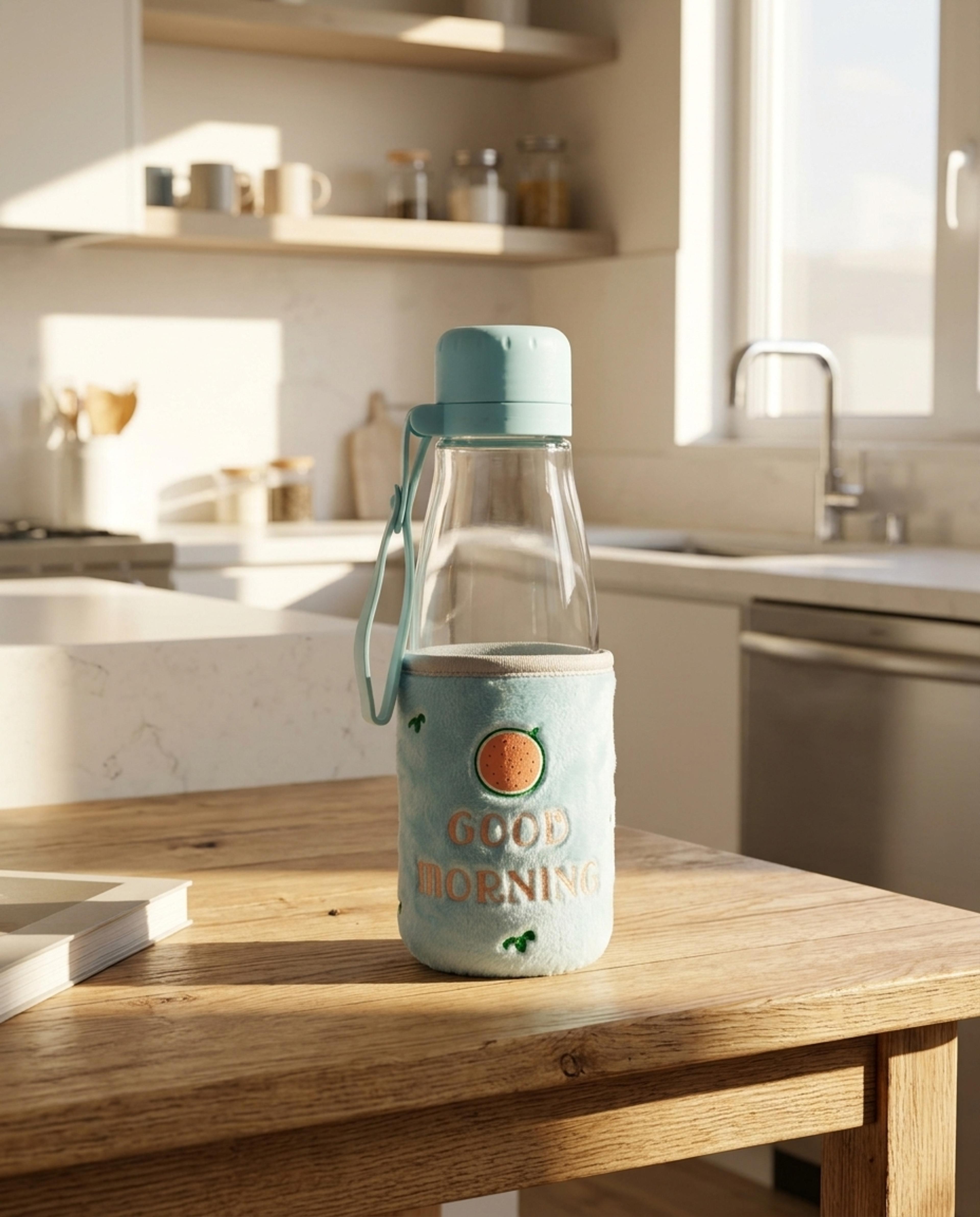 Glass Bottle With Fruit Print Plush - Thumbnail 3