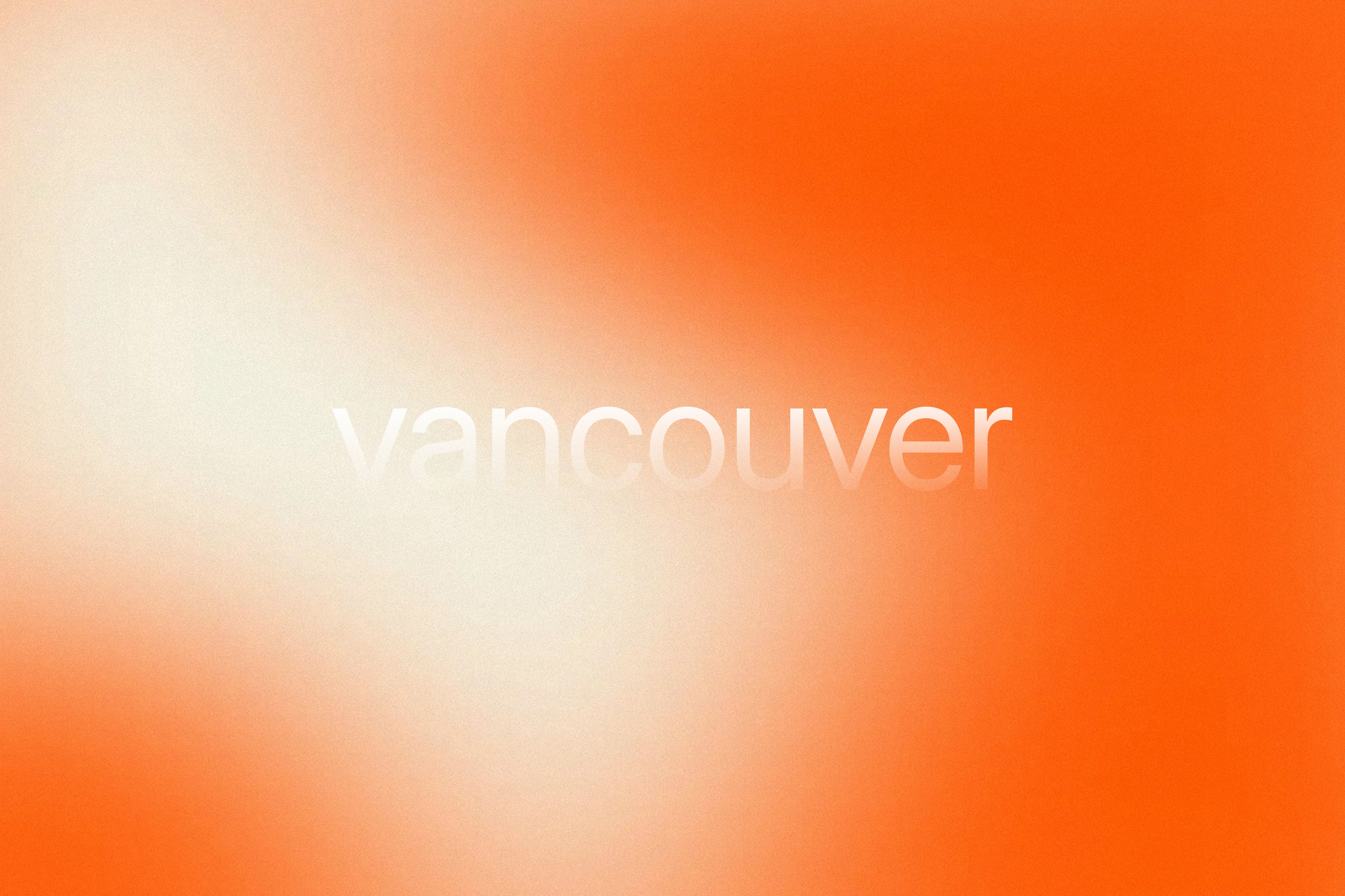 Orange and cream gradient background with the word "Vancouver" representing a guide to hiring a Vancouver web design studio
