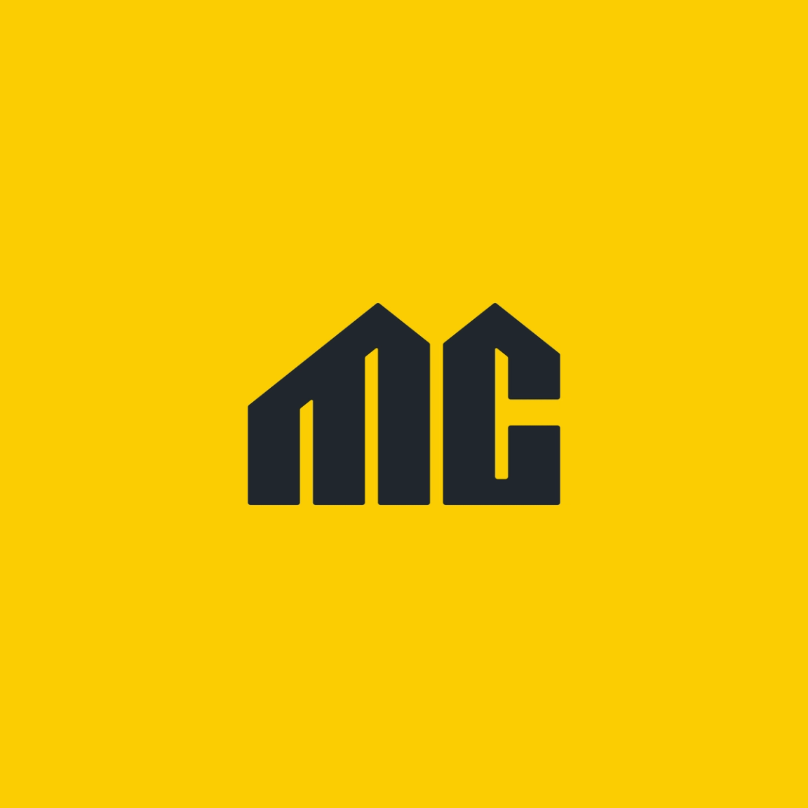 Modern 'MC' logo design on a bold yellow background, showcasing clean lines and strong branding identity.