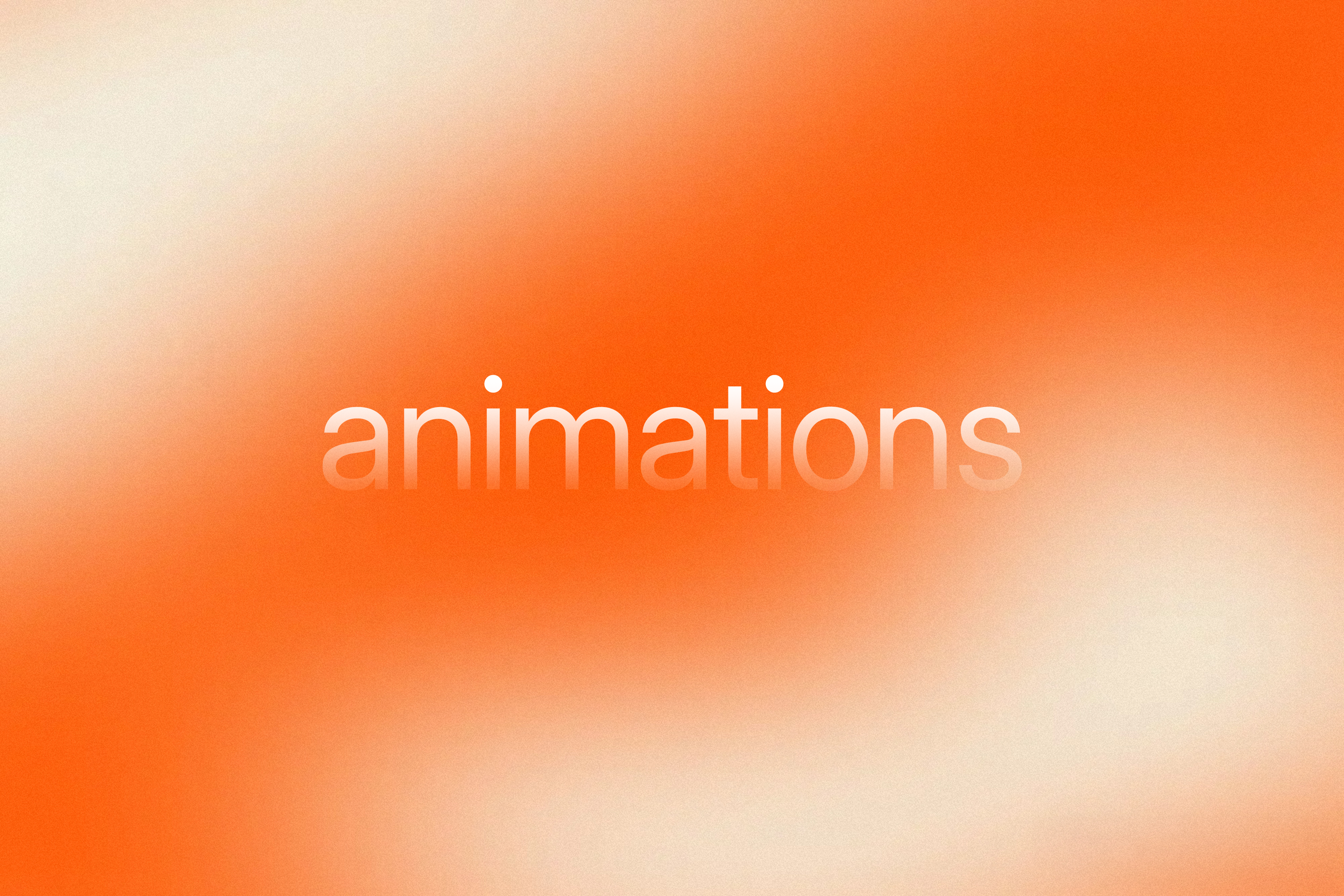 Orange gradient background with the word animations representing Rive and Lottie motion design for user engagement