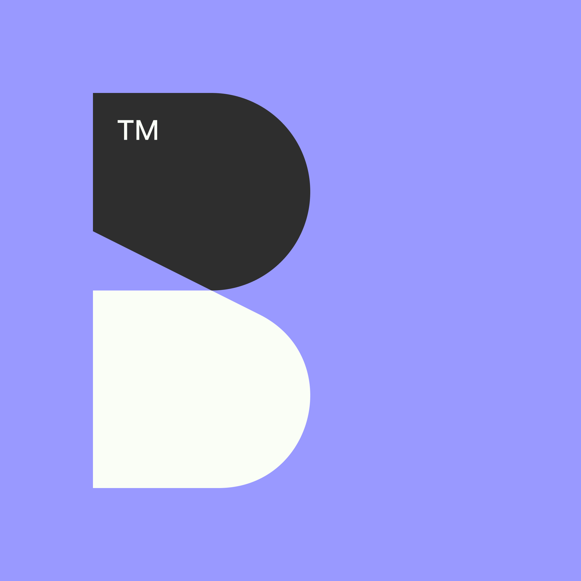 Minimalist 'B' logo design with black, white, and purple color scheme, featuring modern typography and geometric shapes.