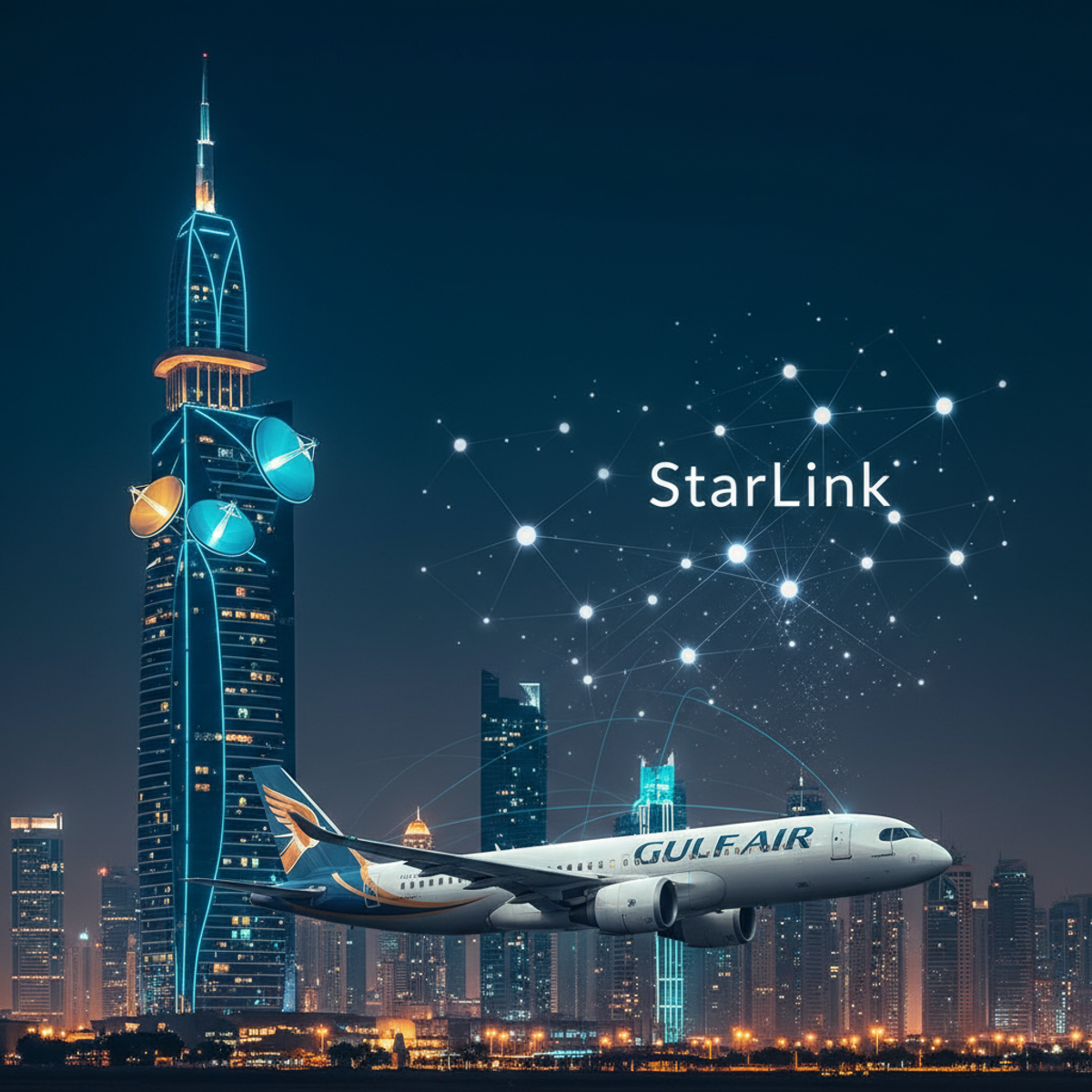 طيران الخليج أول شركة طيران توفر إنترنت Starlink في كامل أسطولها