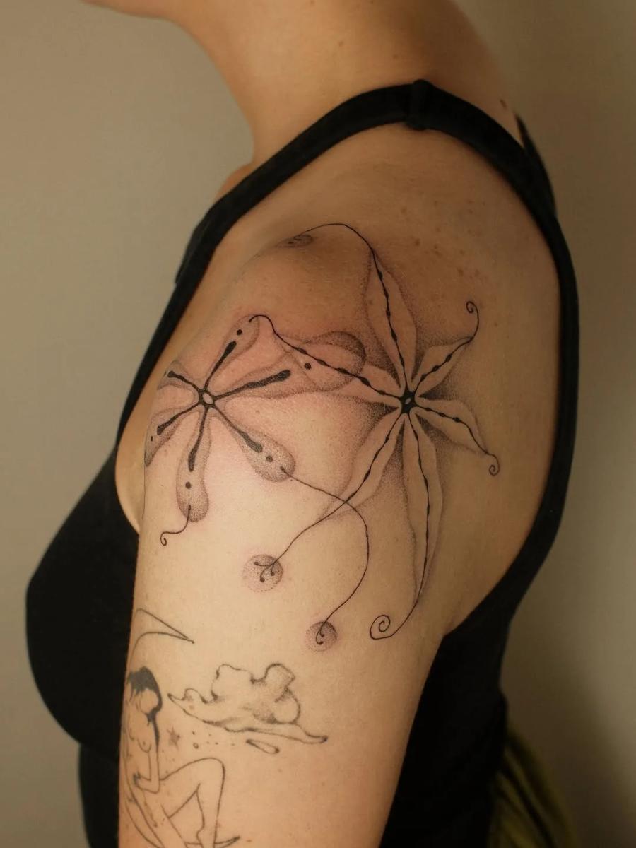 Twin star flowers, shoulder