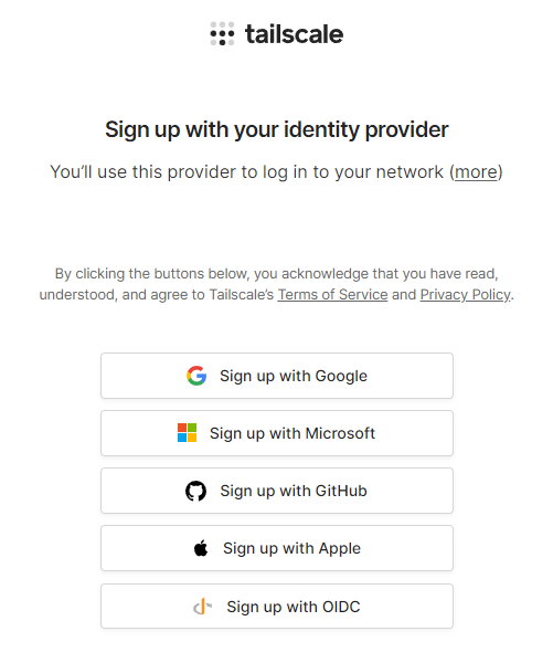 Tailscale account sign-up