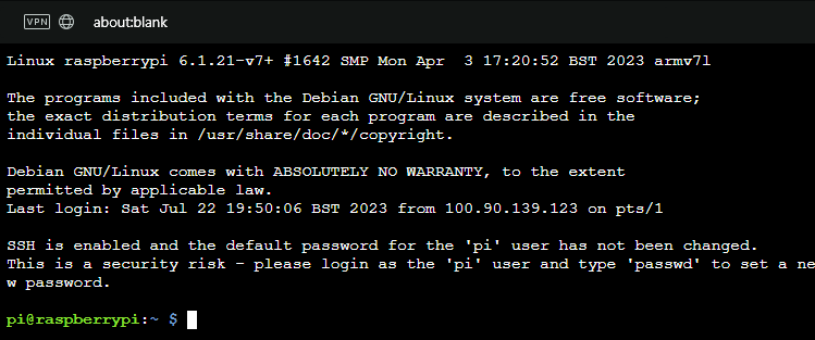 Tailscale SSH session in browser