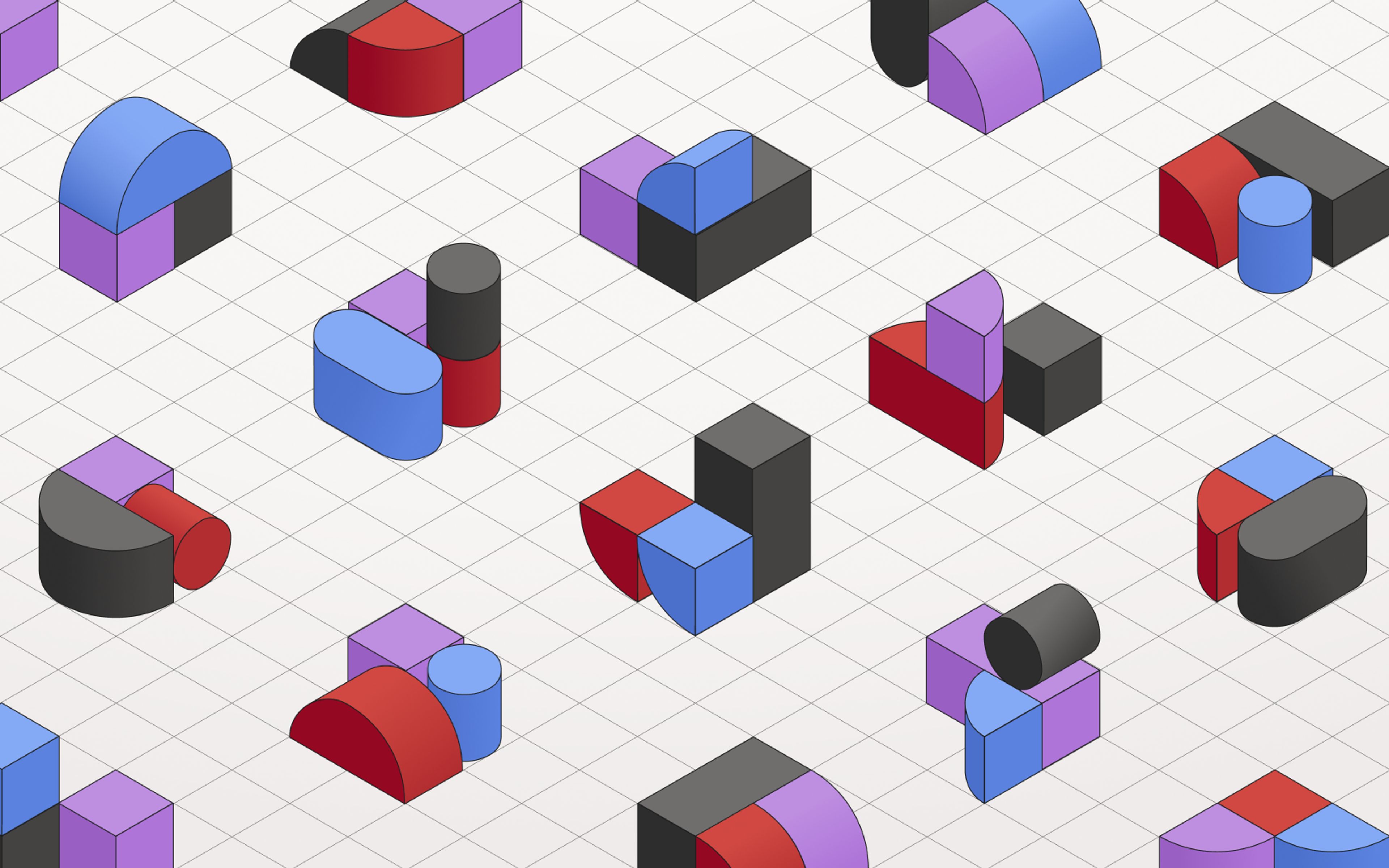 Blue, Black and Red geometric blocks.