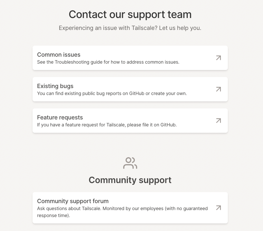 Tailscale Support Page