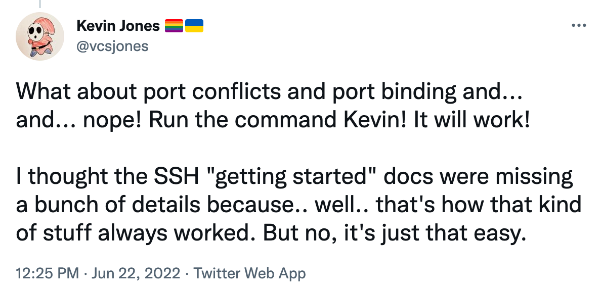 Kevin SSH tweet